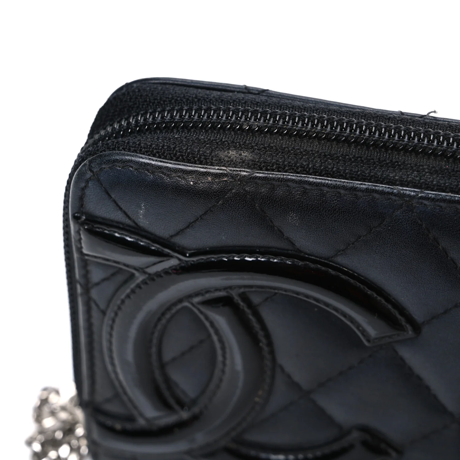 Calfskin Quilted Cambon Large Gusset Zip Around Wallet Black - Image 9