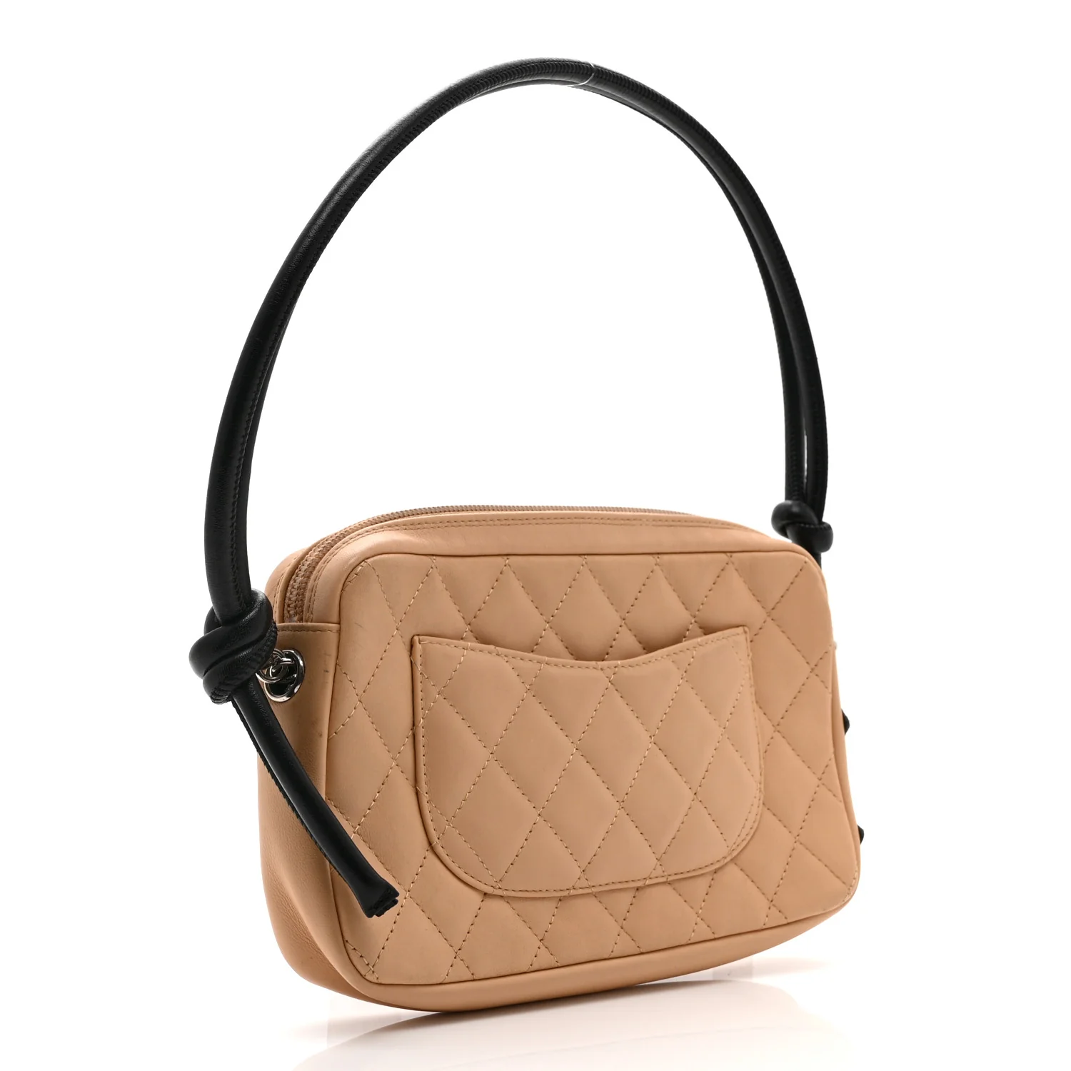 Calfskin Quilted Cambon Pochette Beige Black - Image 3