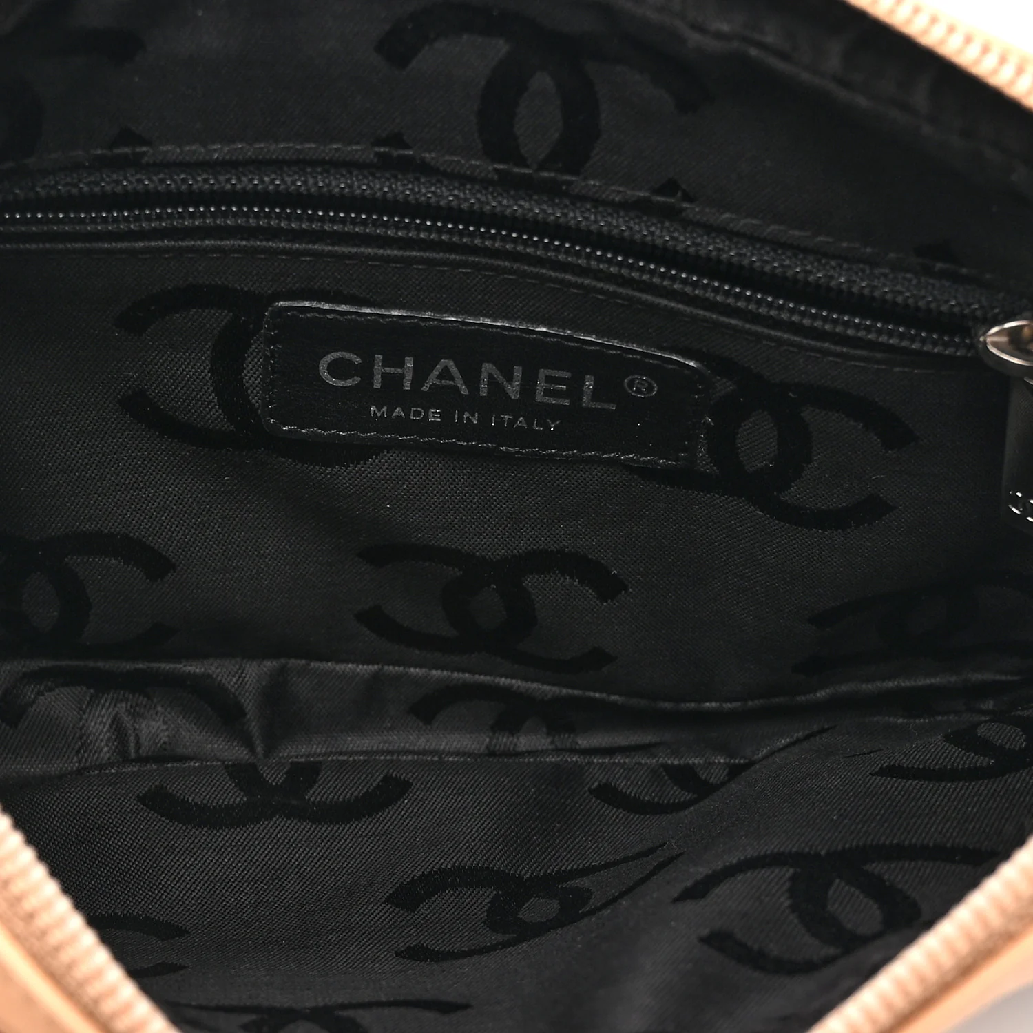 Calfskin Quilted Cambon Pochette Beige Black - Image 5