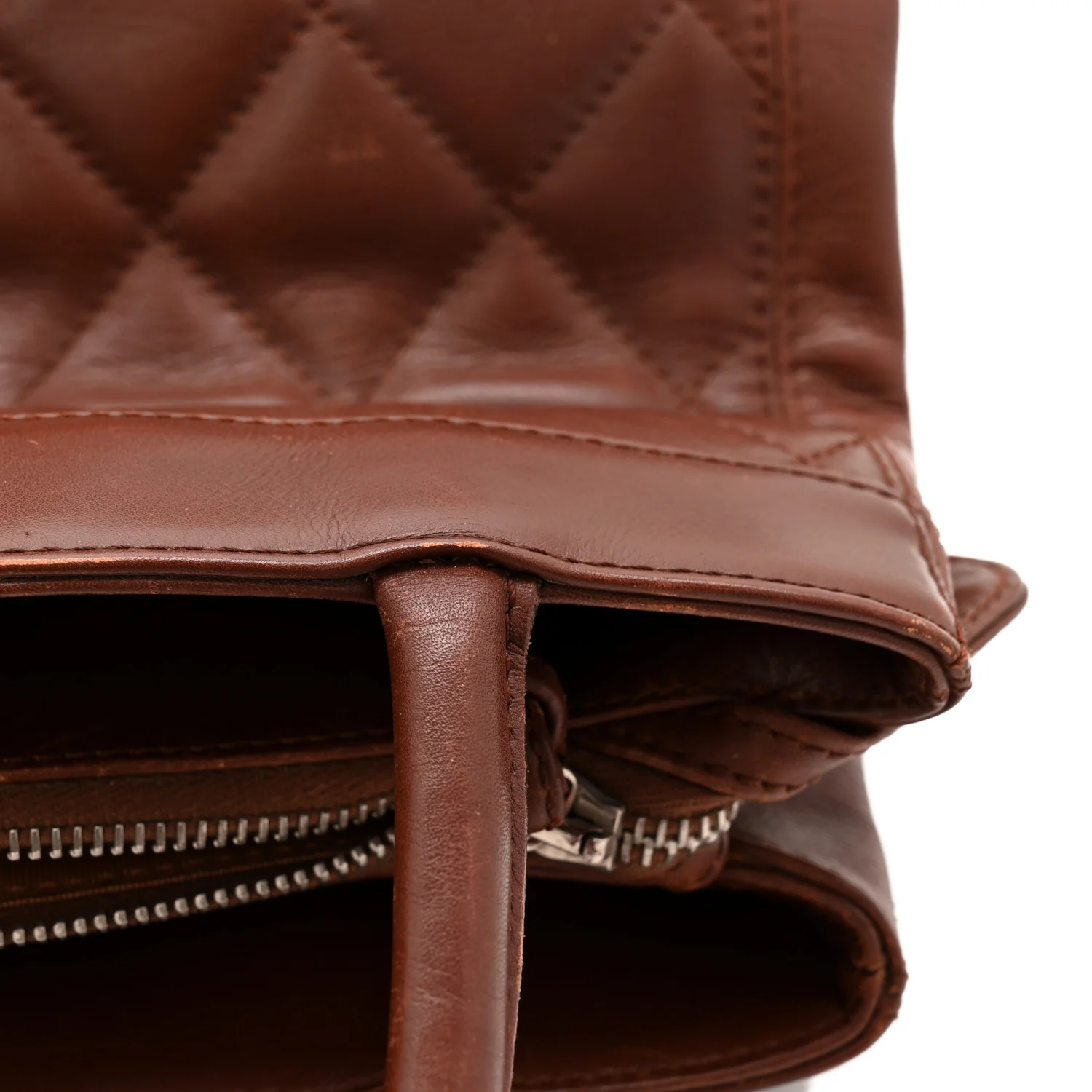 Calfskin Quilted CC Shopping Tote Brown - Image 13