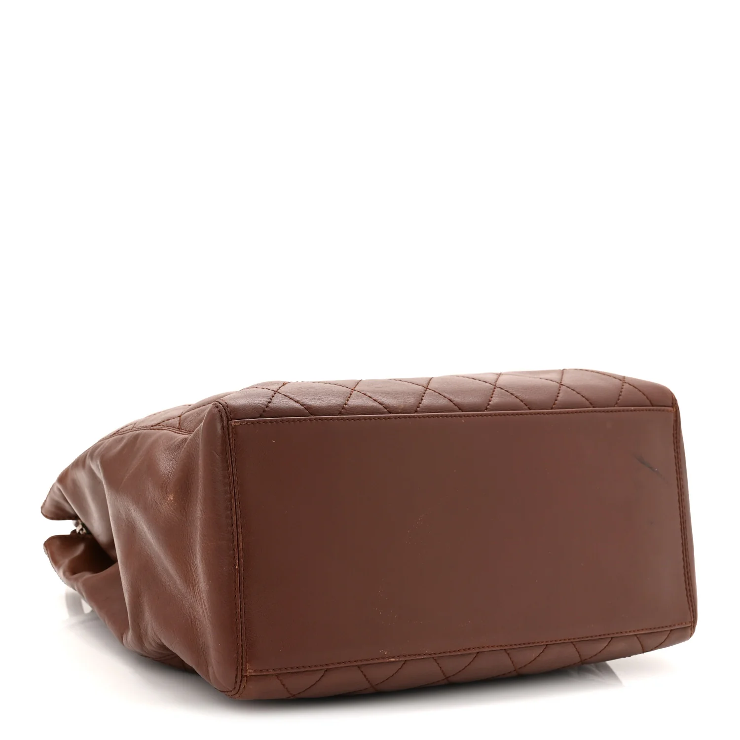 Calfskin Quilted CC Shopping Tote Brown - Image 4