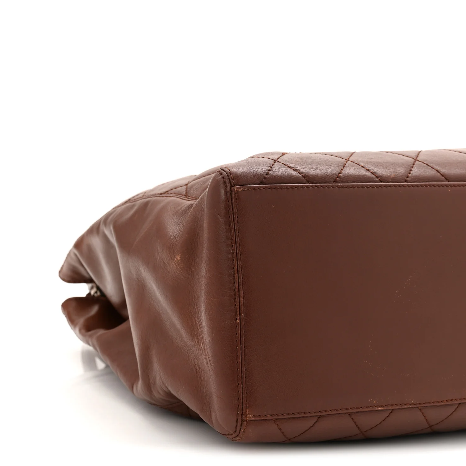 Calfskin Quilted CC Shopping Tote Brown - Image 9