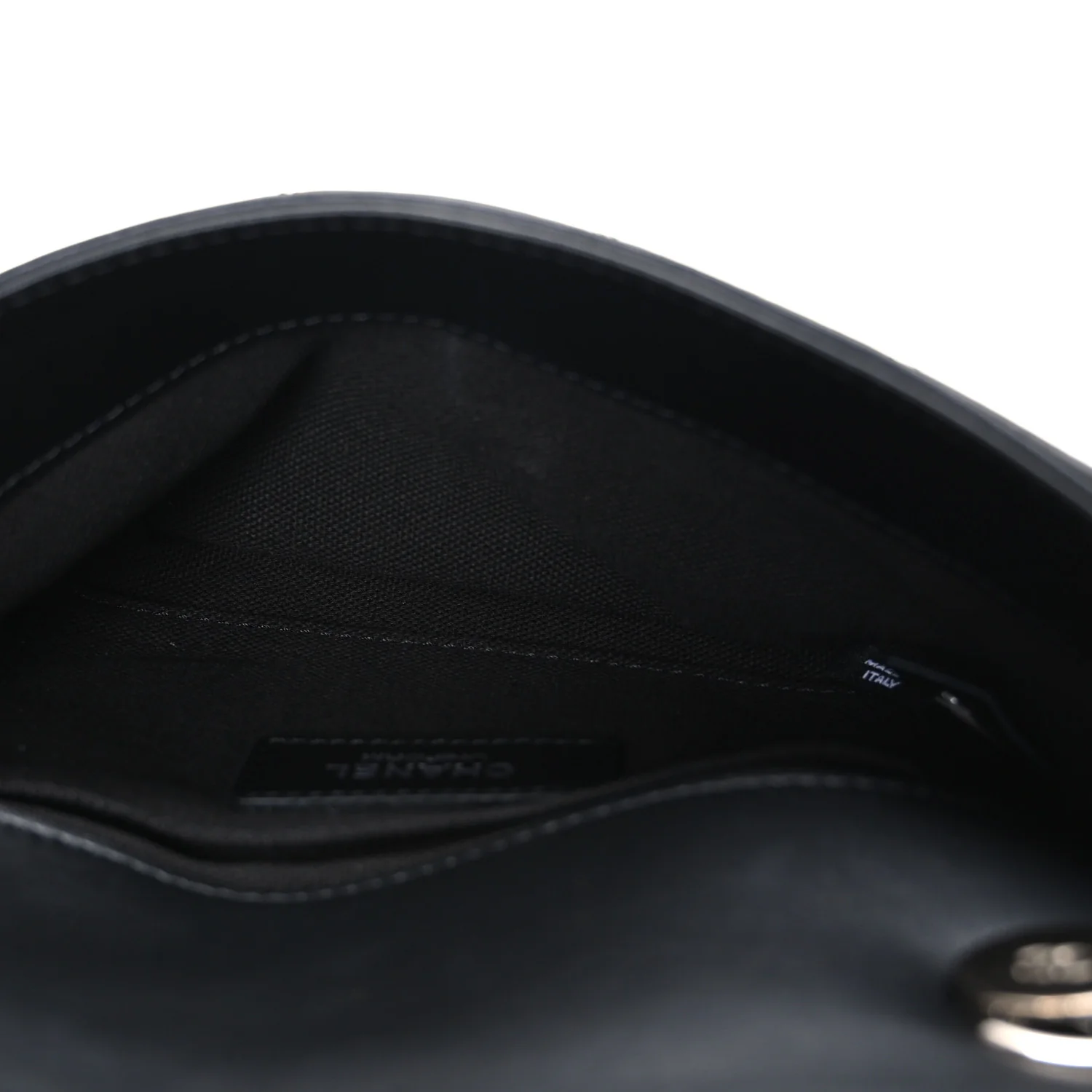 Calfskin Quilted CC Uniform Flap Belt Bag Black - Image 4