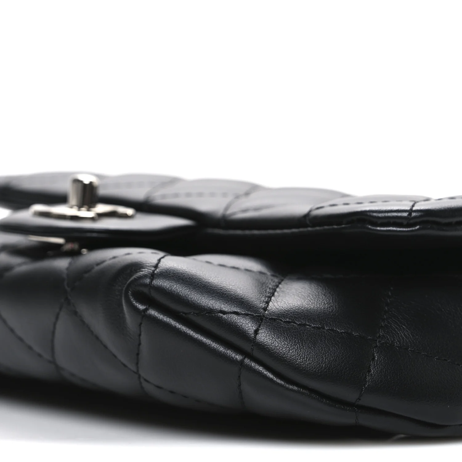 Calfskin Quilted CC Uniform Flap Belt Bag Black - Image 11