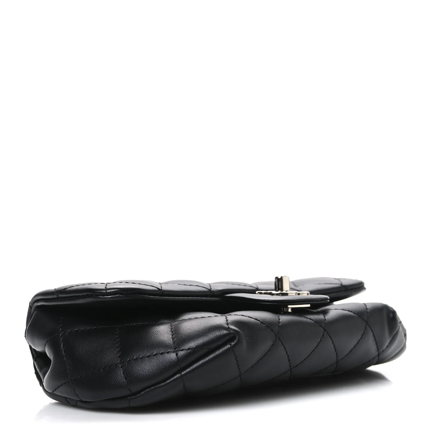 Calfskin Quilted CC Uniform Flap Belt Bag Black - Image 4