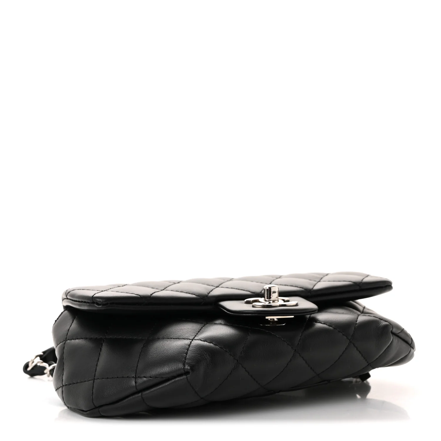 Calfskin Quilted CC Uniform Flap Belt Bag Black - Image 4