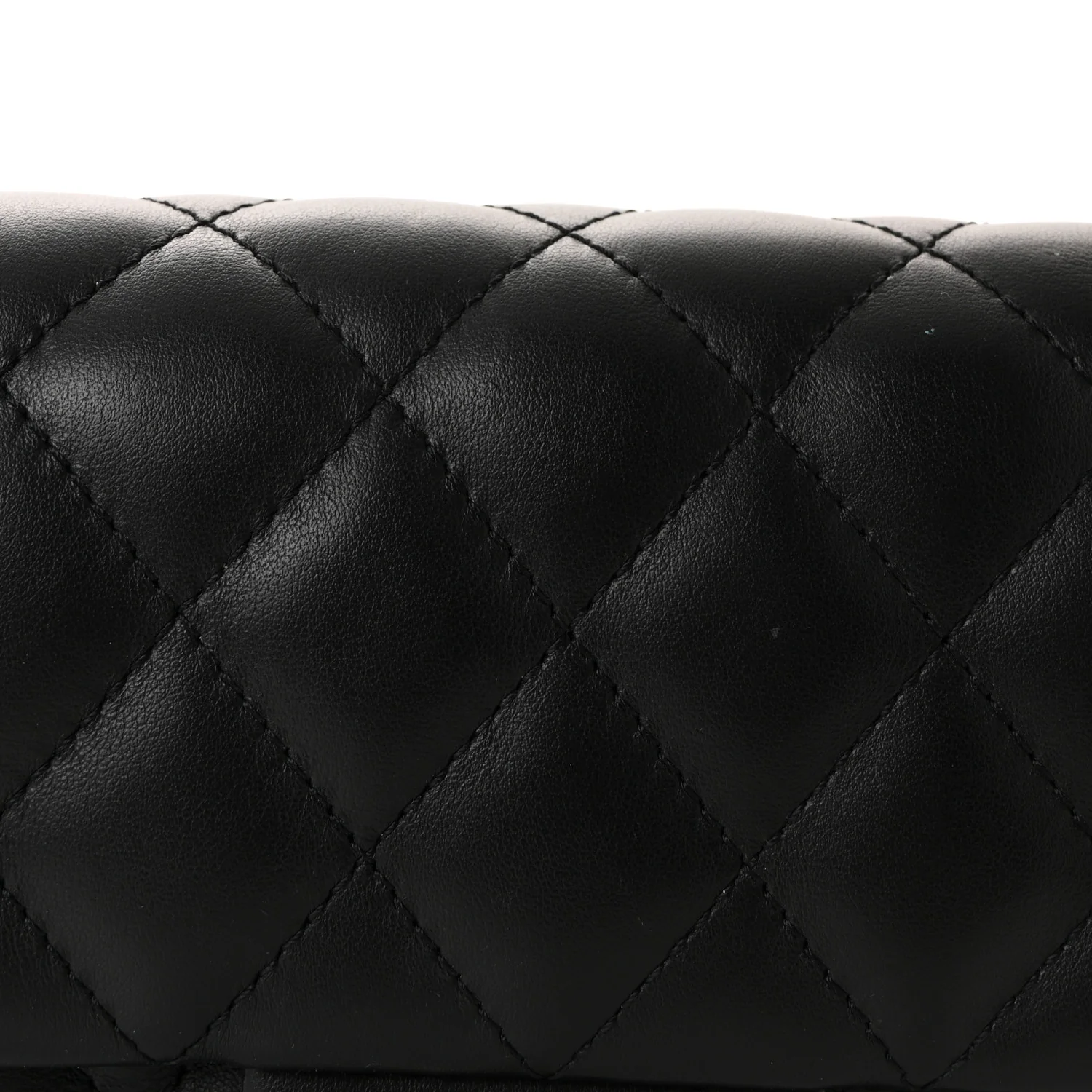 Calfskin Quilted CC Uniform Flap Belt Bag Black - Image 8