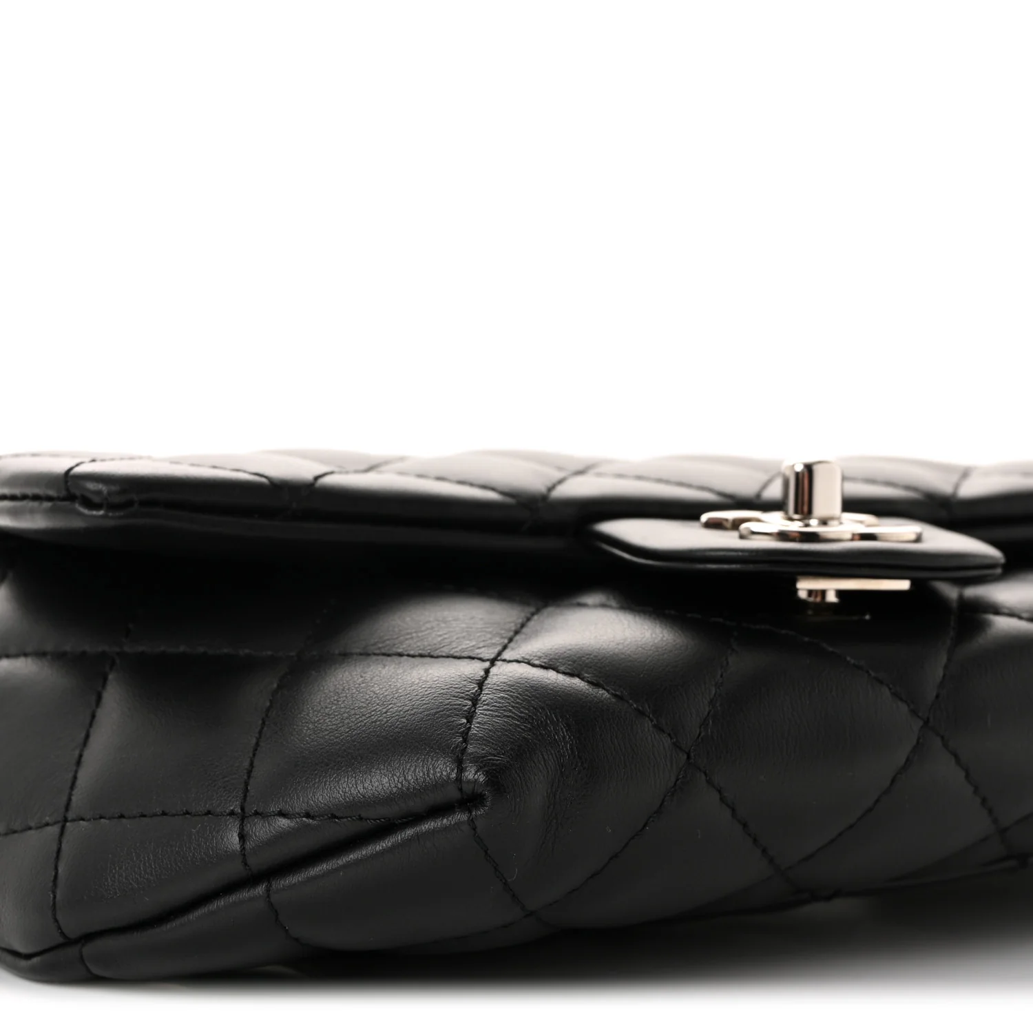 Calfskin Quilted CC Uniform Flap Belt Bag Black - Image 9