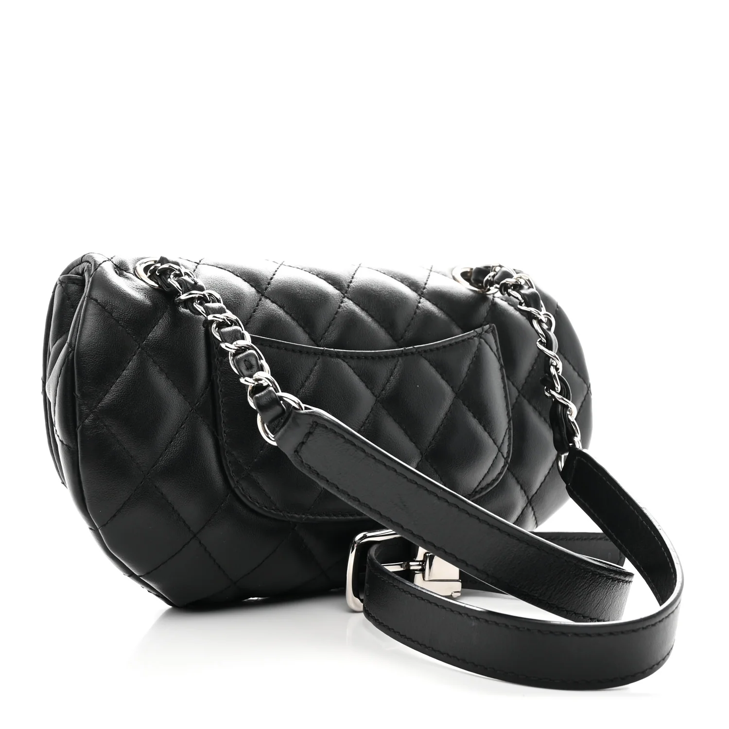 Calfskin Quilted CC Uniform Flap Belt Bag Black - Image 3