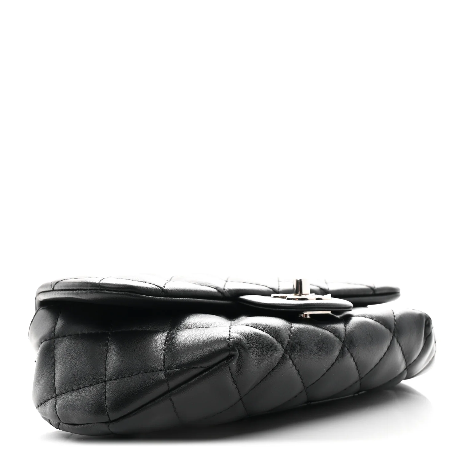 Calfskin Quilted CC Uniform Flap Belt Bag Black - Image 4