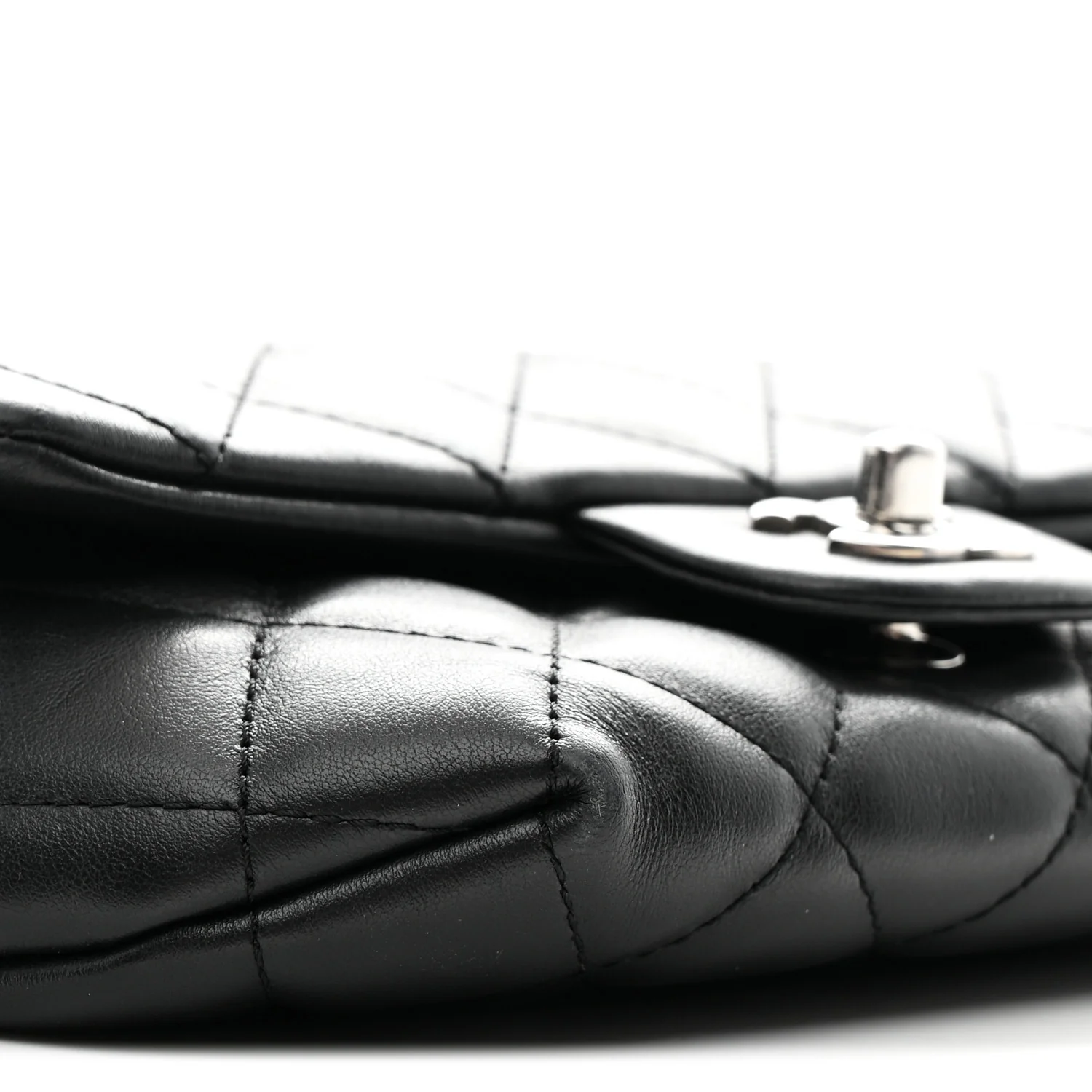Calfskin Quilted CC Uniform Flap Belt Bag Black - Image 10