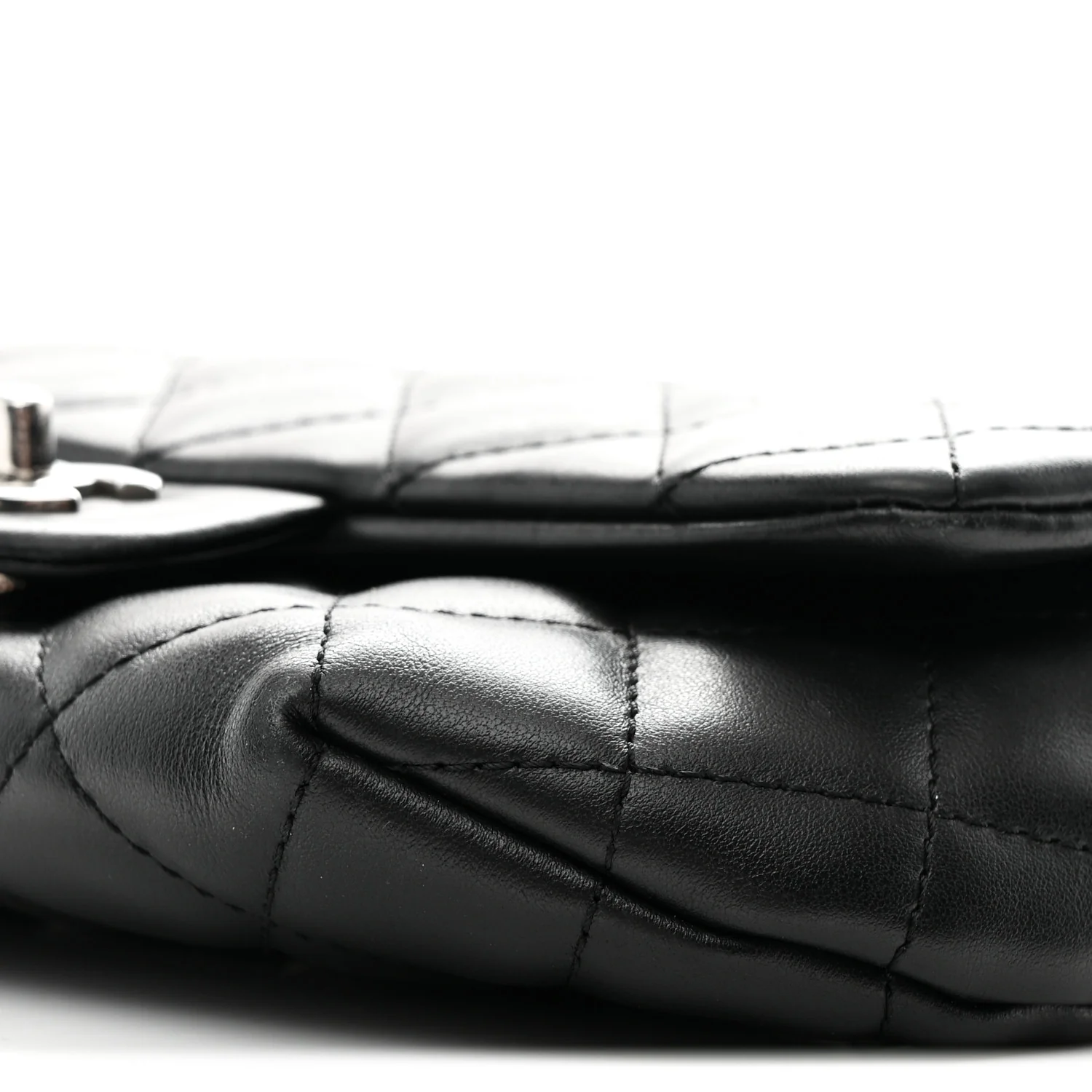 Calfskin Quilted CC Uniform Flap Belt Bag Black - Image 11