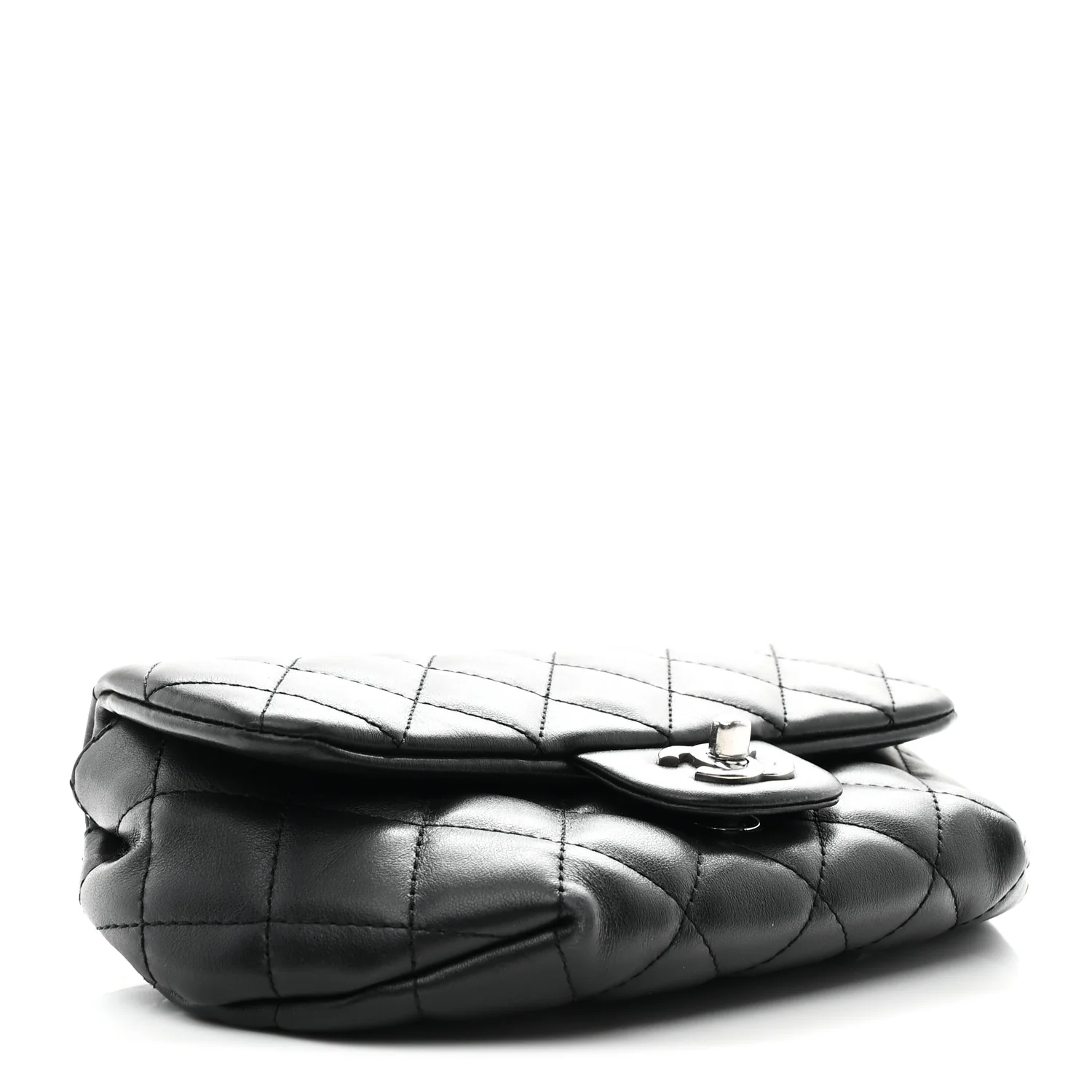 Calfskin Quilted CC Uniform Flap Belt Bag Black - Image 4