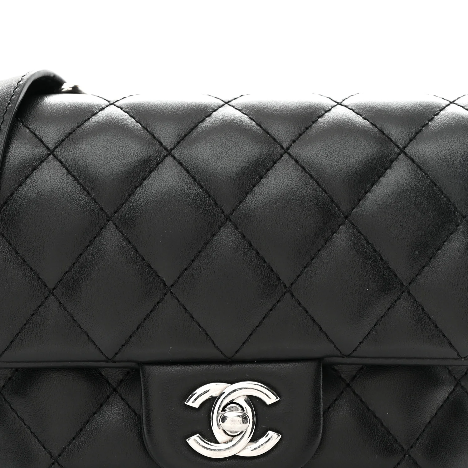 Calfskin Quilted CC Uniform Flap Belt Bag Black - Image 9