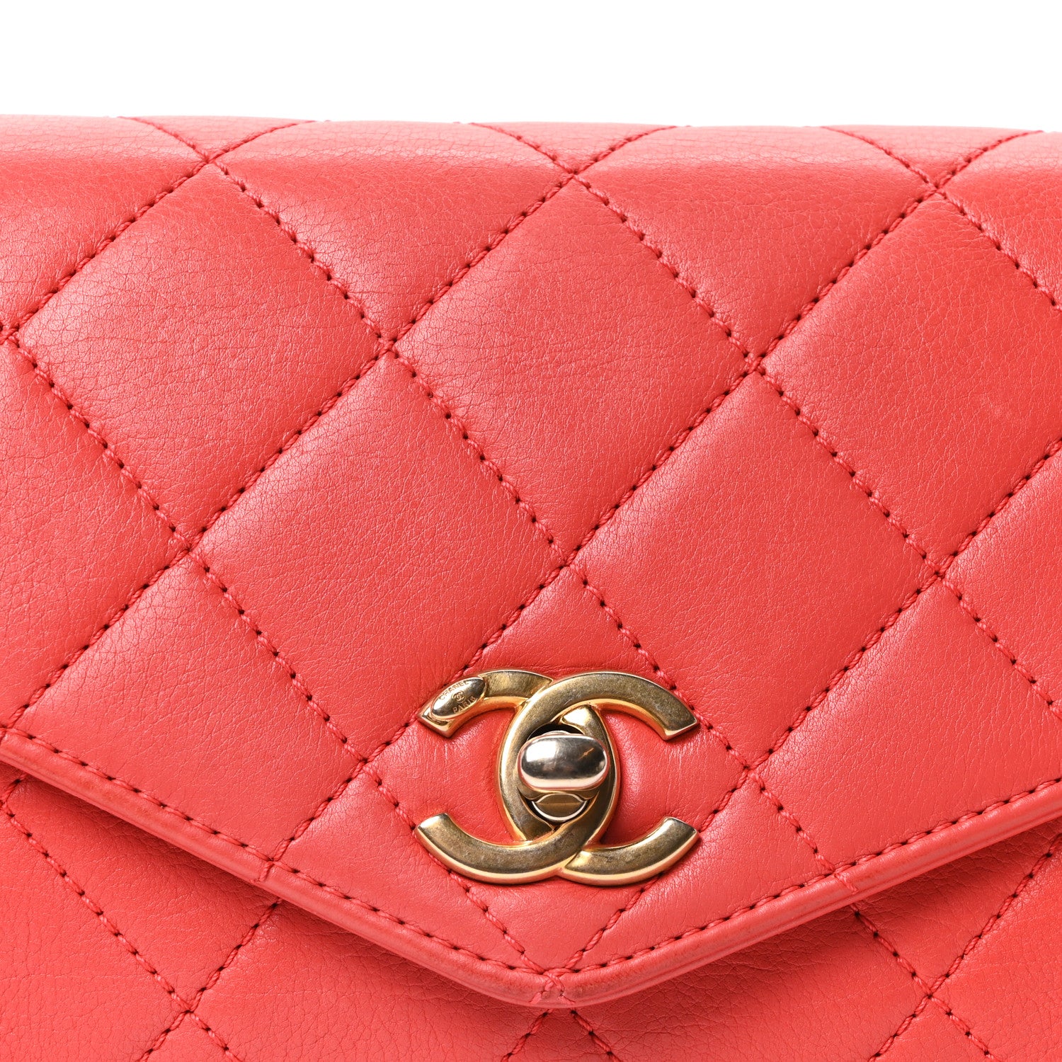 Calfskin Quilted Flap Waist Bag Red - Image 14