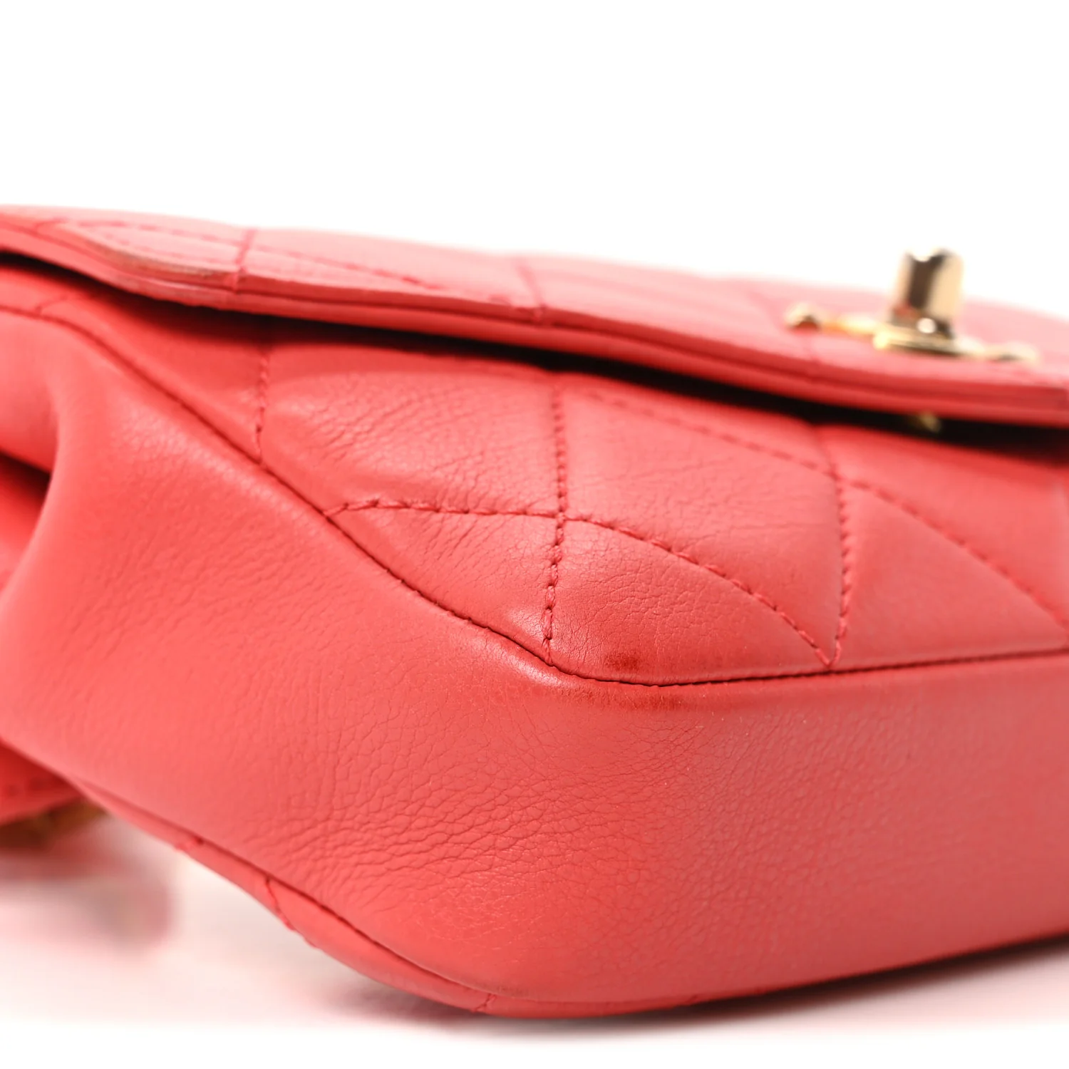 Calfskin Quilted Flap Waist Bag Red - Image 17