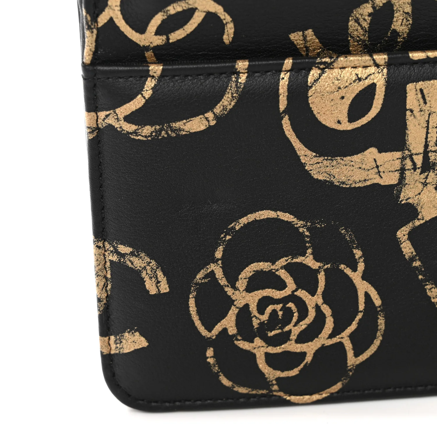 Calfskin Quilted Graffiti Pyramid Wallet On Chain WOC Black - Image 12