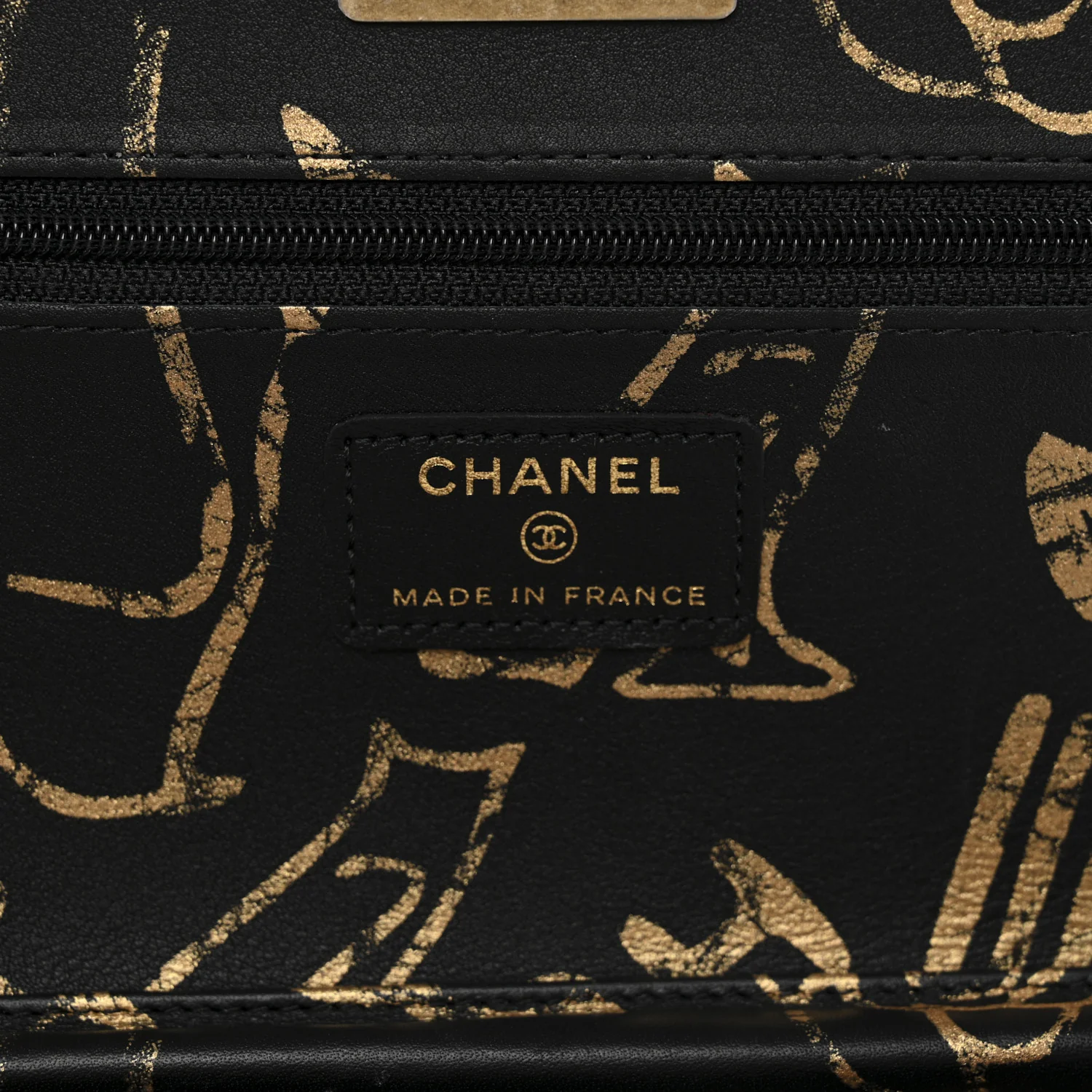 Calfskin Quilted Graffiti Pyramid Wallet On Chain WOC Black - Image 6