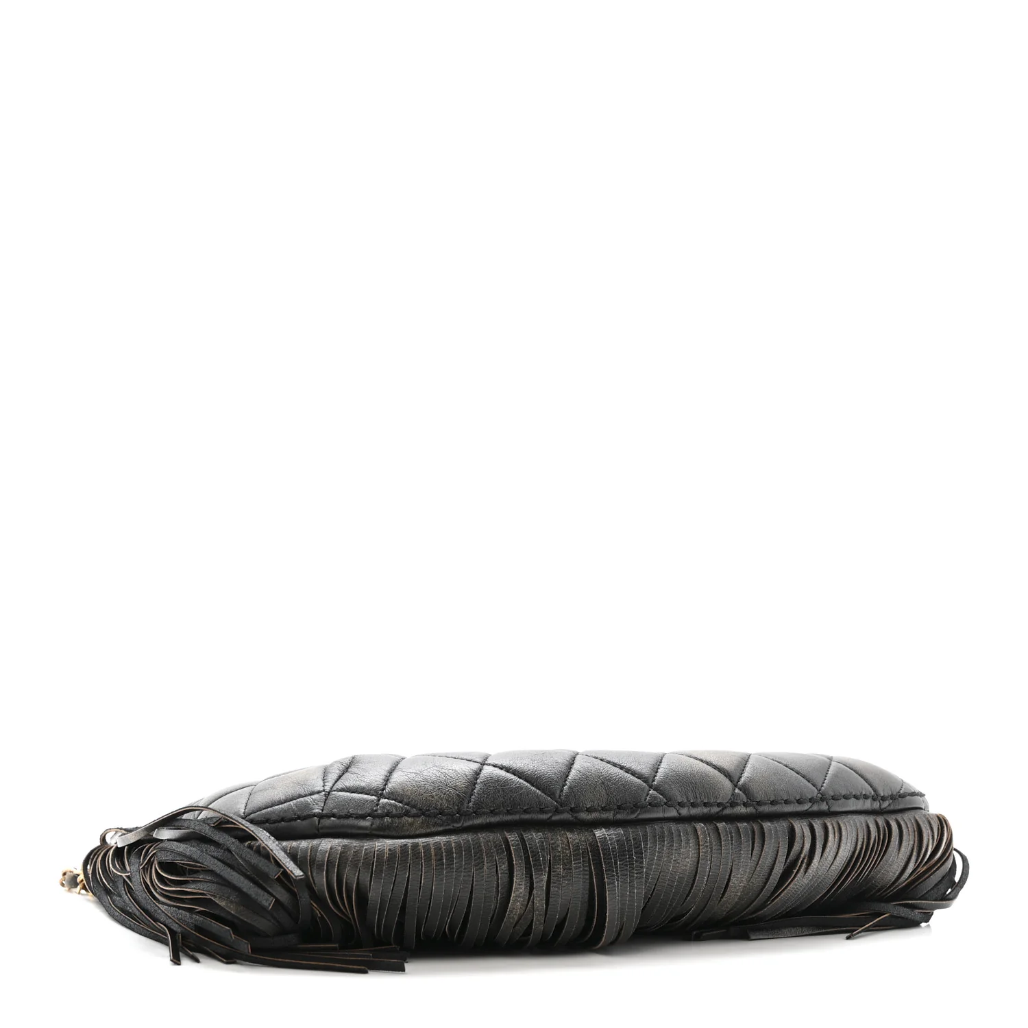 Calfskin Quilted Into The Fringe Hobo Black Gold - Image 4