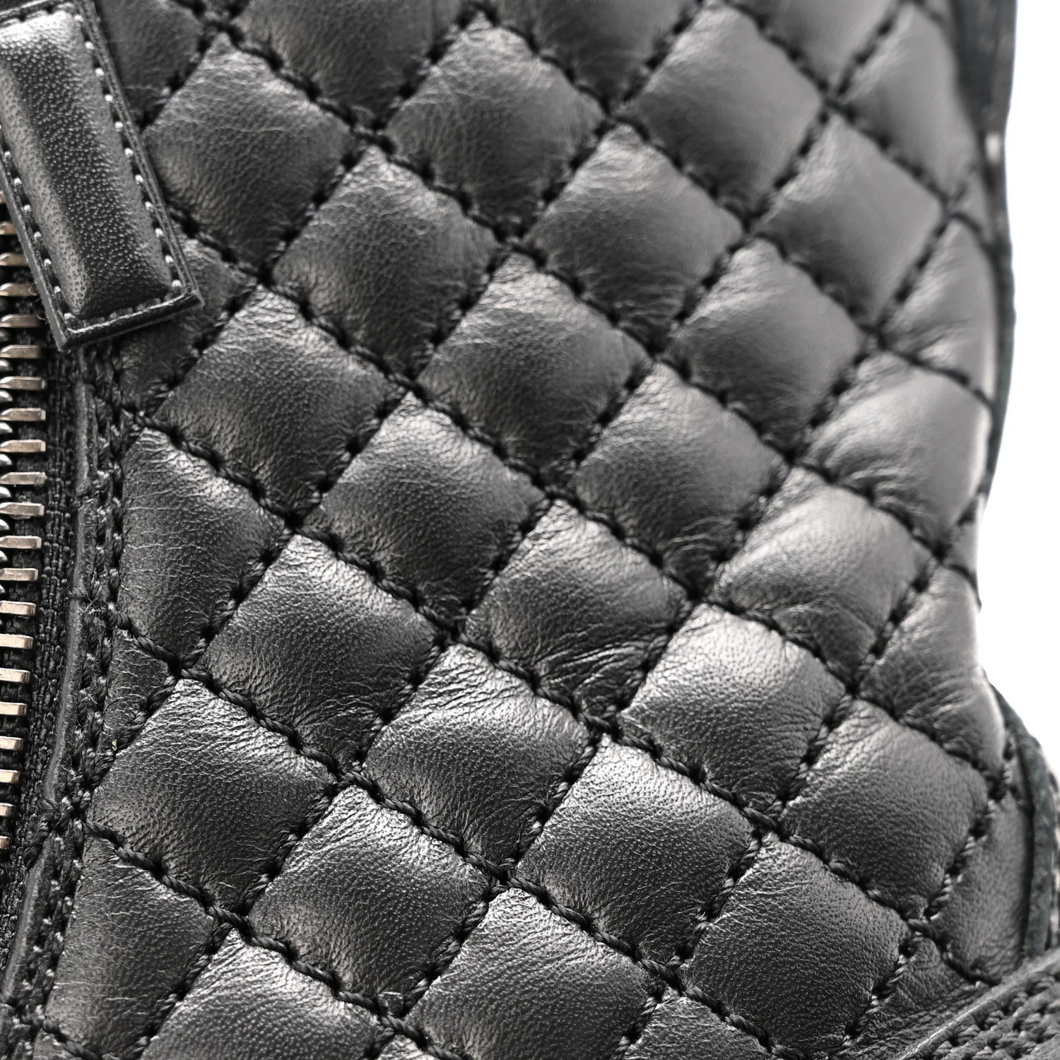 Calfskin Quilted Lace Up Combat Boots 36.5 Black - Image 10