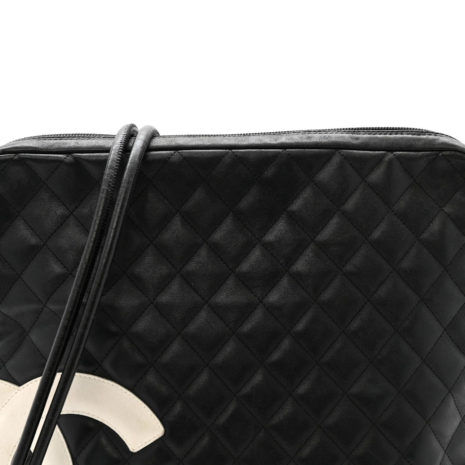 Calfskin Quilted Large Cambon Messenger Black White - Image 8