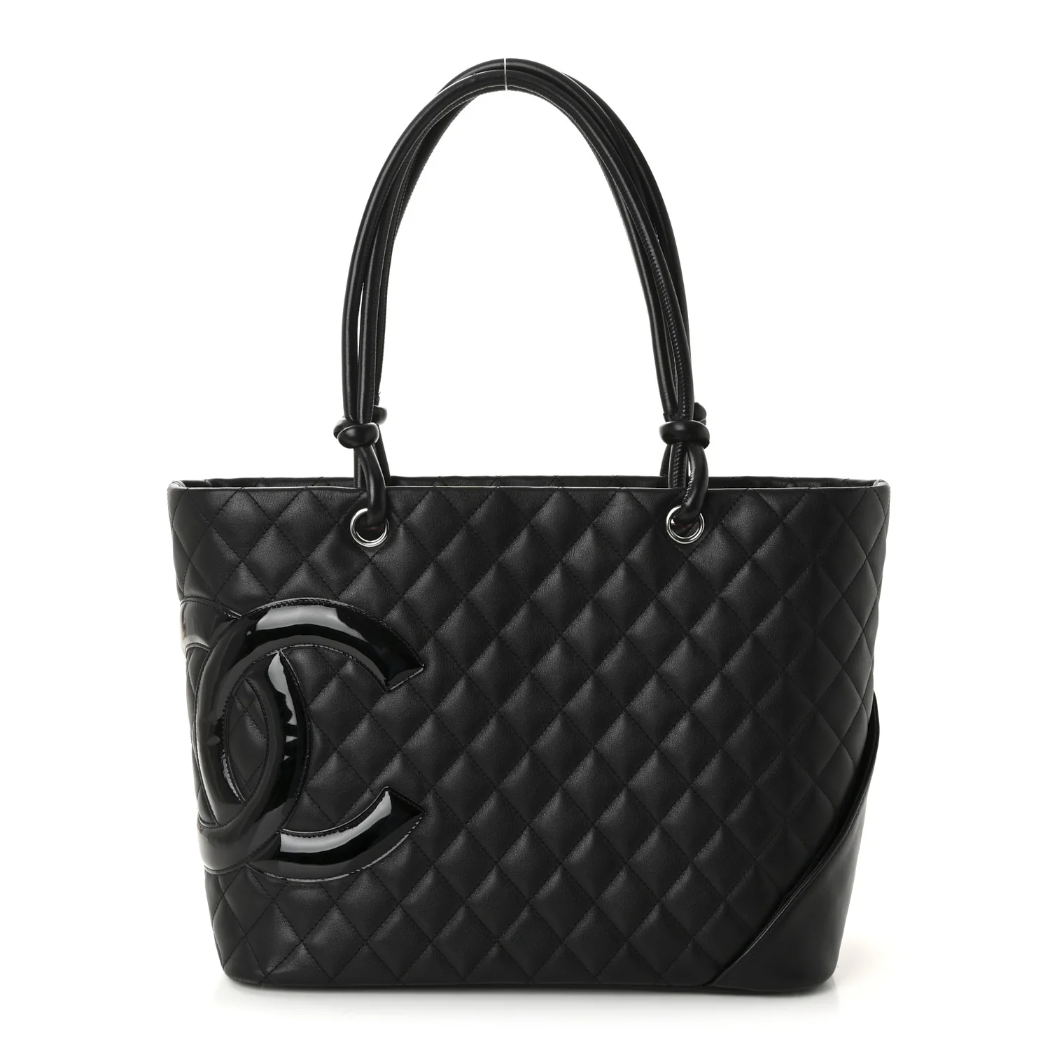 Calfskin Quilted Large Cambon Tote Black