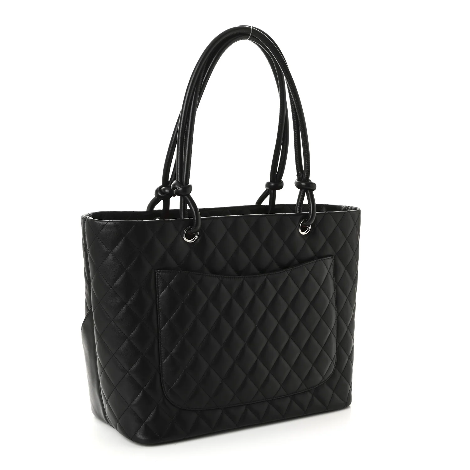 Calfskin Quilted Large Cambon Tote Black - Image 3