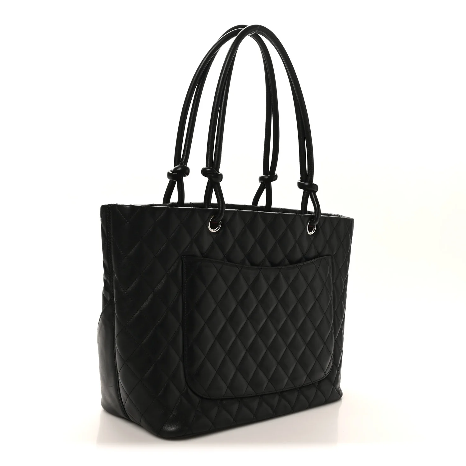 Calfskin Quilted Large Cambon Tote Black - Image 3