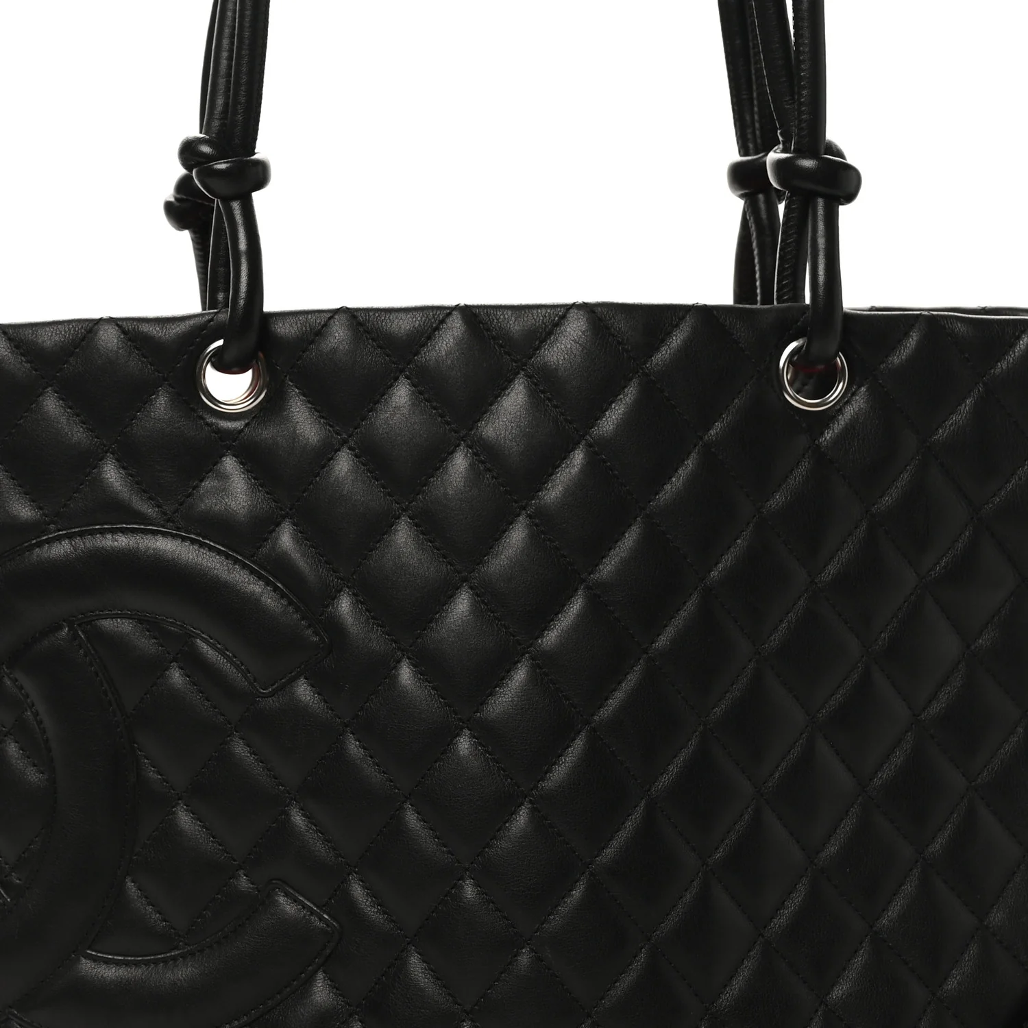 Calfskin Quilted Large Cambon Tote Black - Image 8