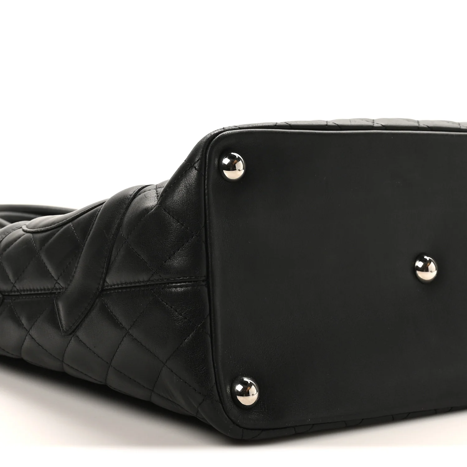 Calfskin Quilted Large Cambon Tote Black - Image 9