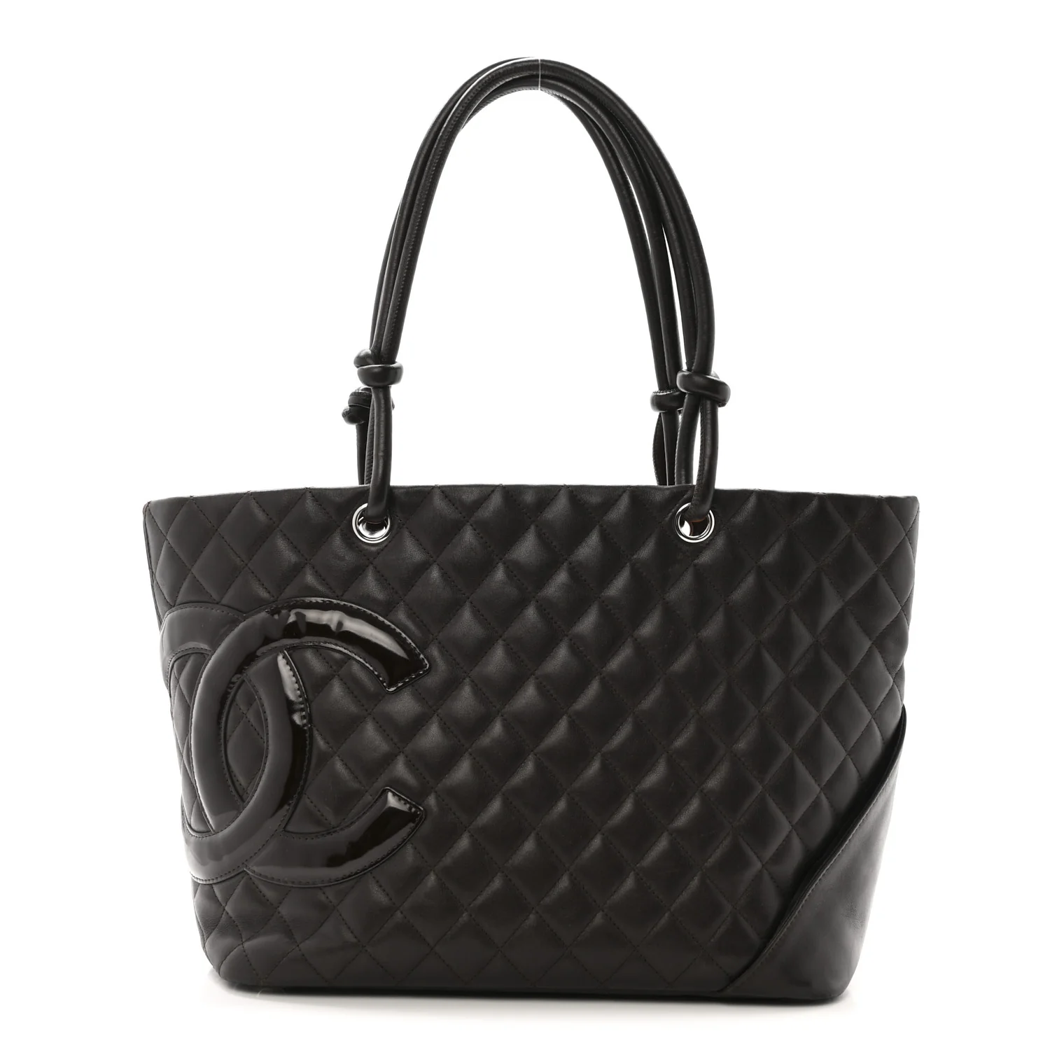 Calfskin Quilted Large Cambon Tote Brown