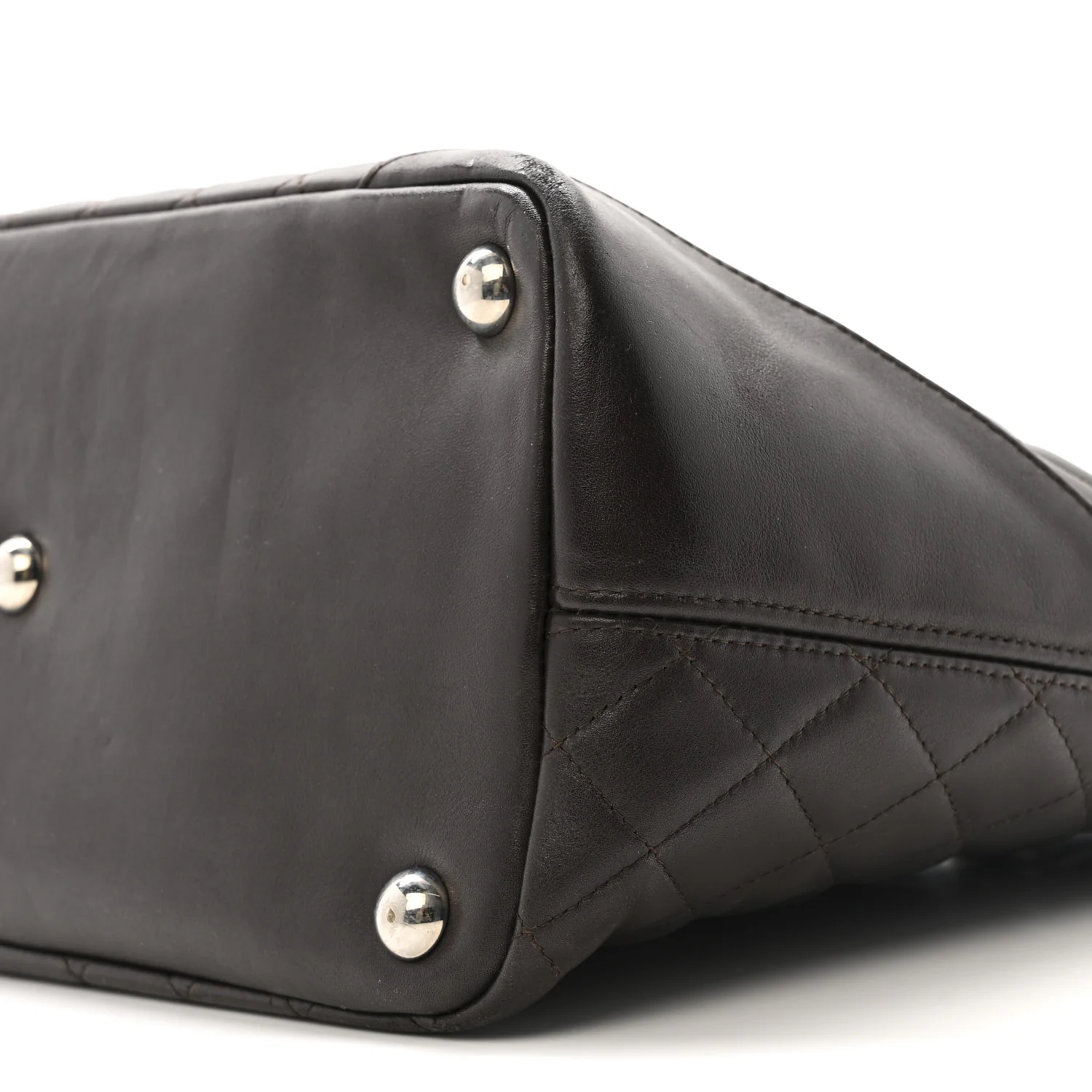 Calfskin Quilted Large Cambon Tote Brown - Image 10