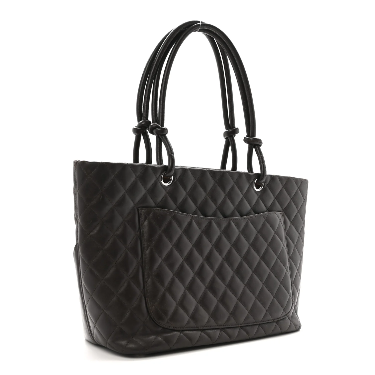 Calfskin Quilted Large Cambon Tote Brown - Image 3