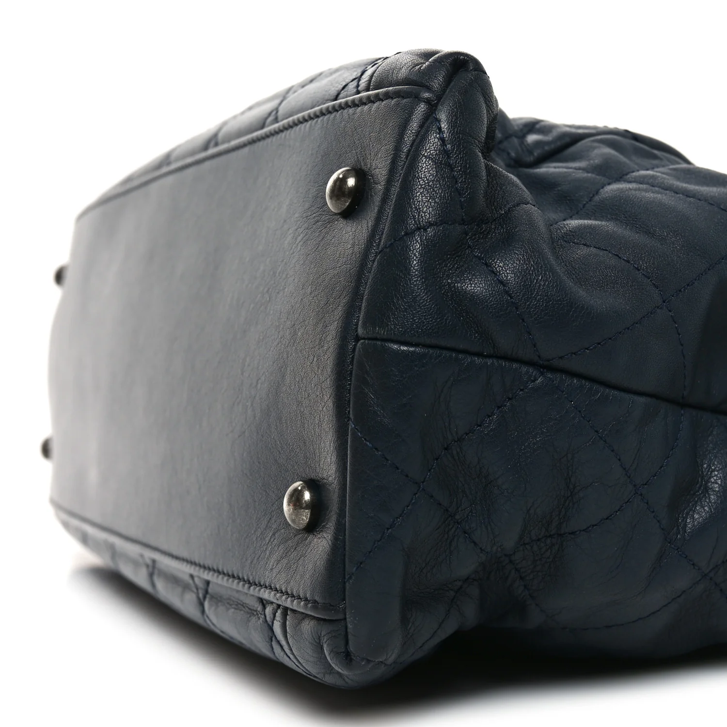 Calfskin Quilted Large Coco Pleats Tote Navy - Image 10