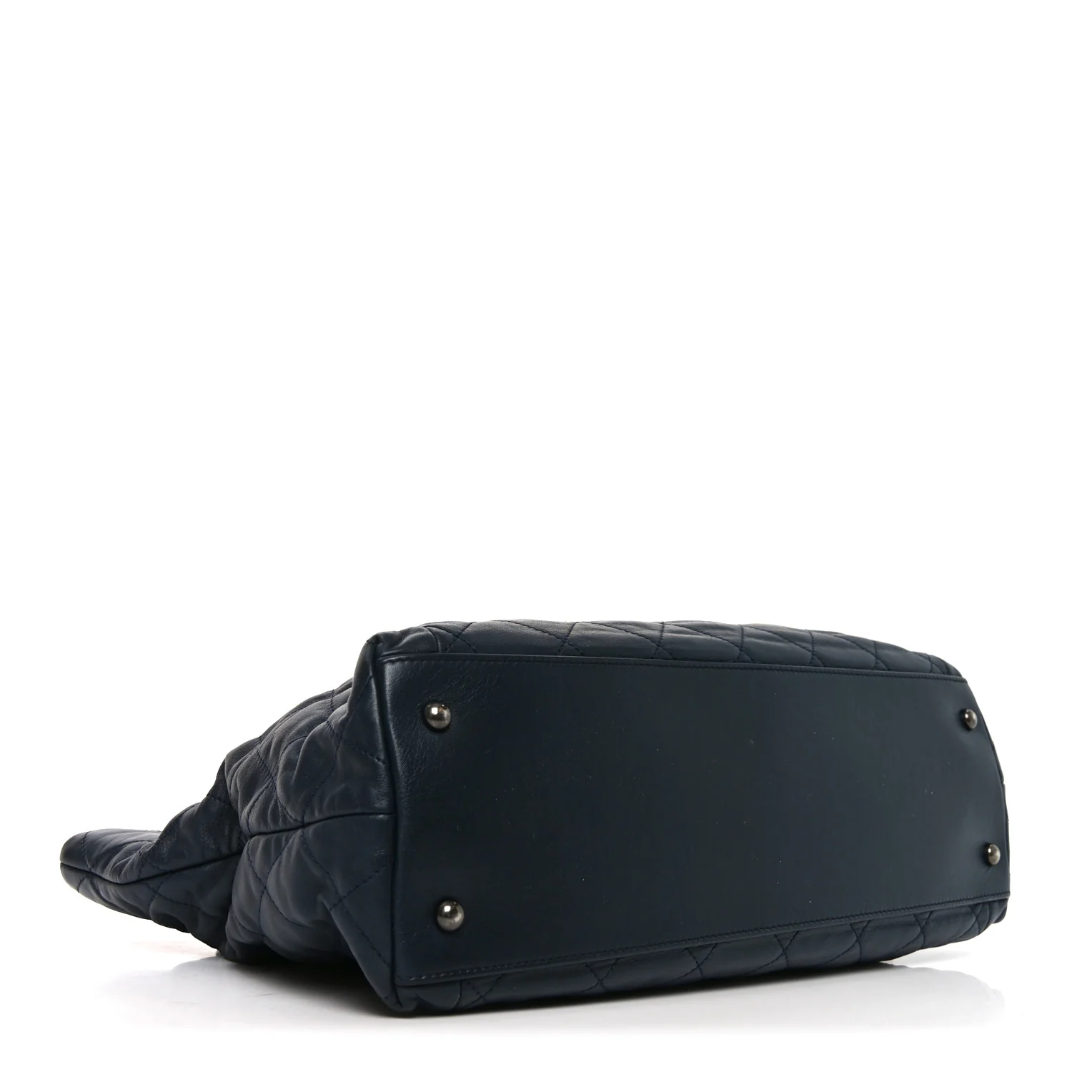 Calfskin Quilted Large Coco Pleats Tote Navy - Image 4