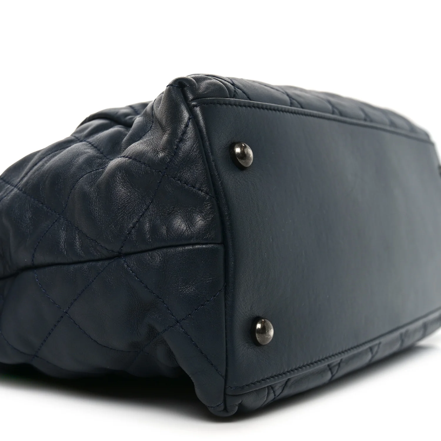 Calfskin Quilted Large Coco Pleats Tote Navy - Image 9