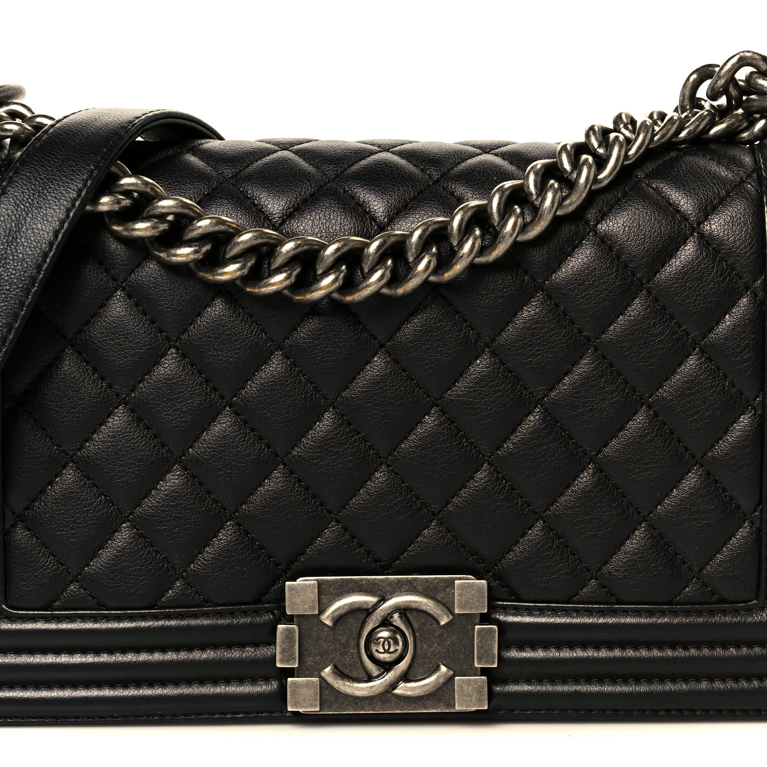 Calfskin Quilted Medium Boy Flap Black - Image 8