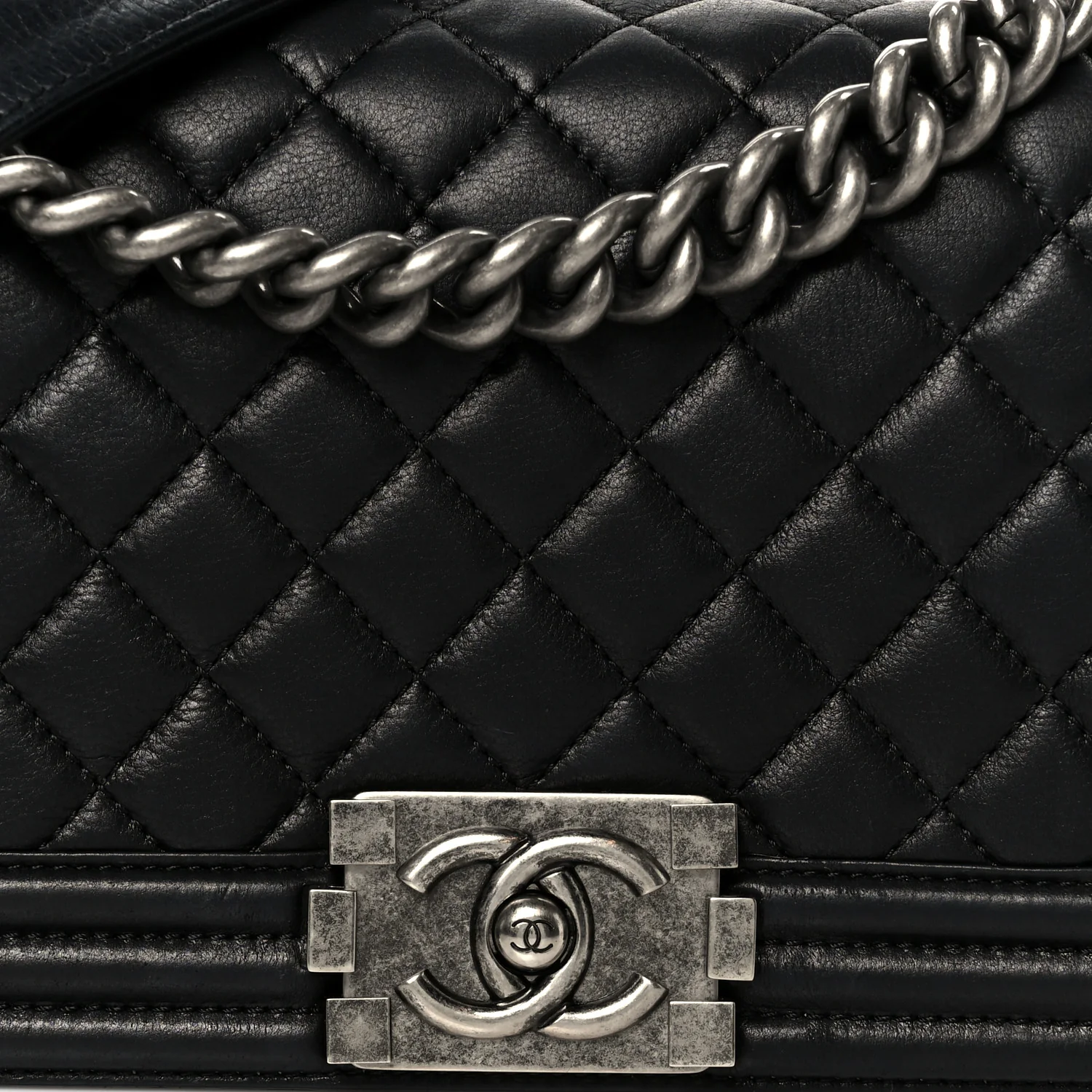 Calfskin Quilted Medium Boy Flap Black - Image 8