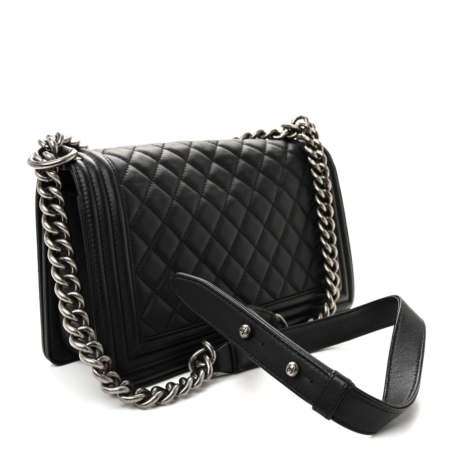 Calfskin Quilted Medium Boy Flap Black - Image 3