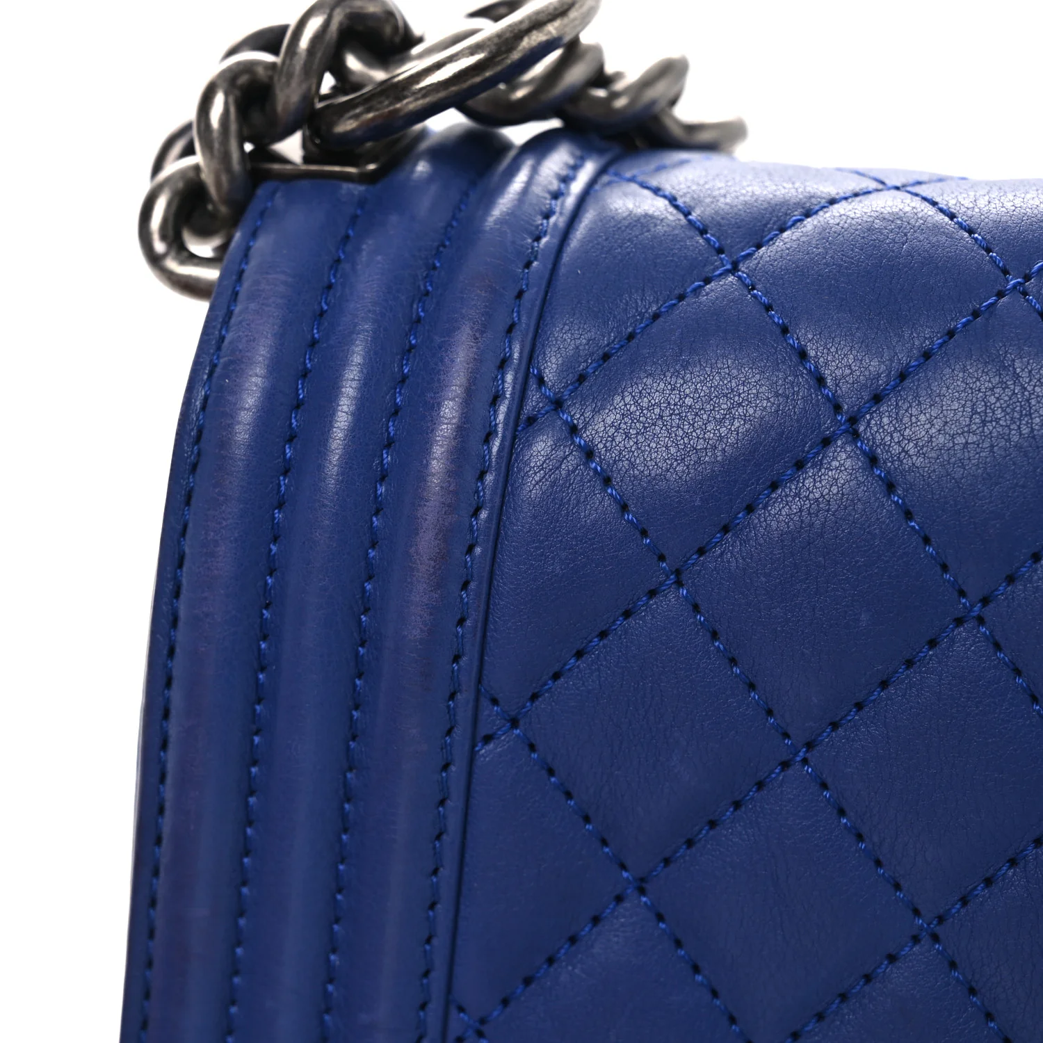 Calfskin Quilted Medium Boy Flap Blue - Image 15