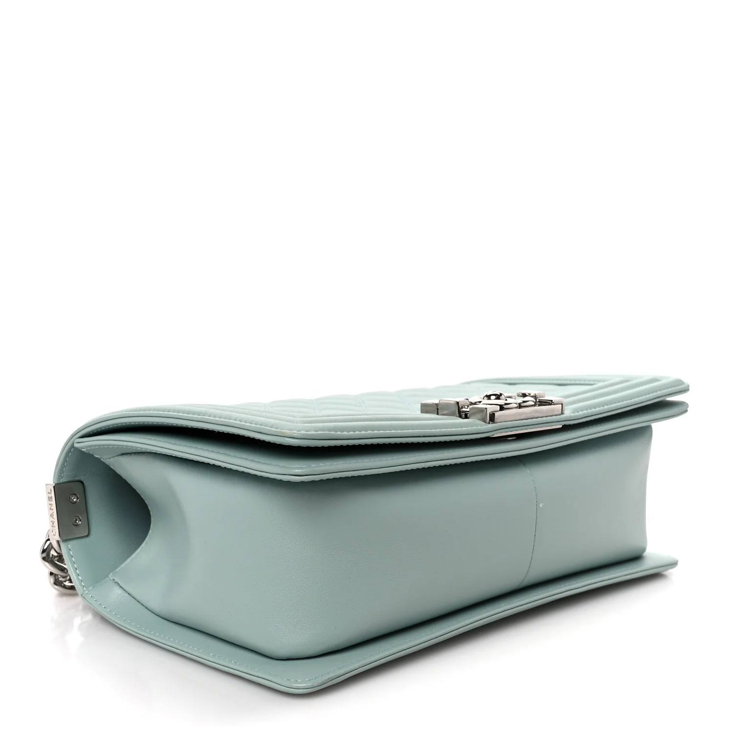 Calfskin Quilted Medium Boy Flap Light Blue - Image 4