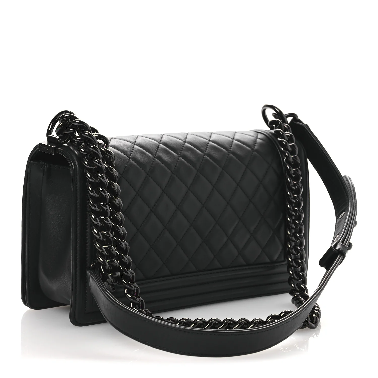 Calfskin Quilted Medium Boy Flap So Black - Image 3