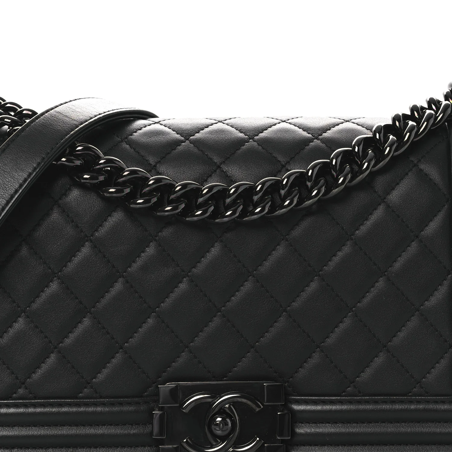 Calfskin Quilted Medium Boy Flap So Black - Image 8