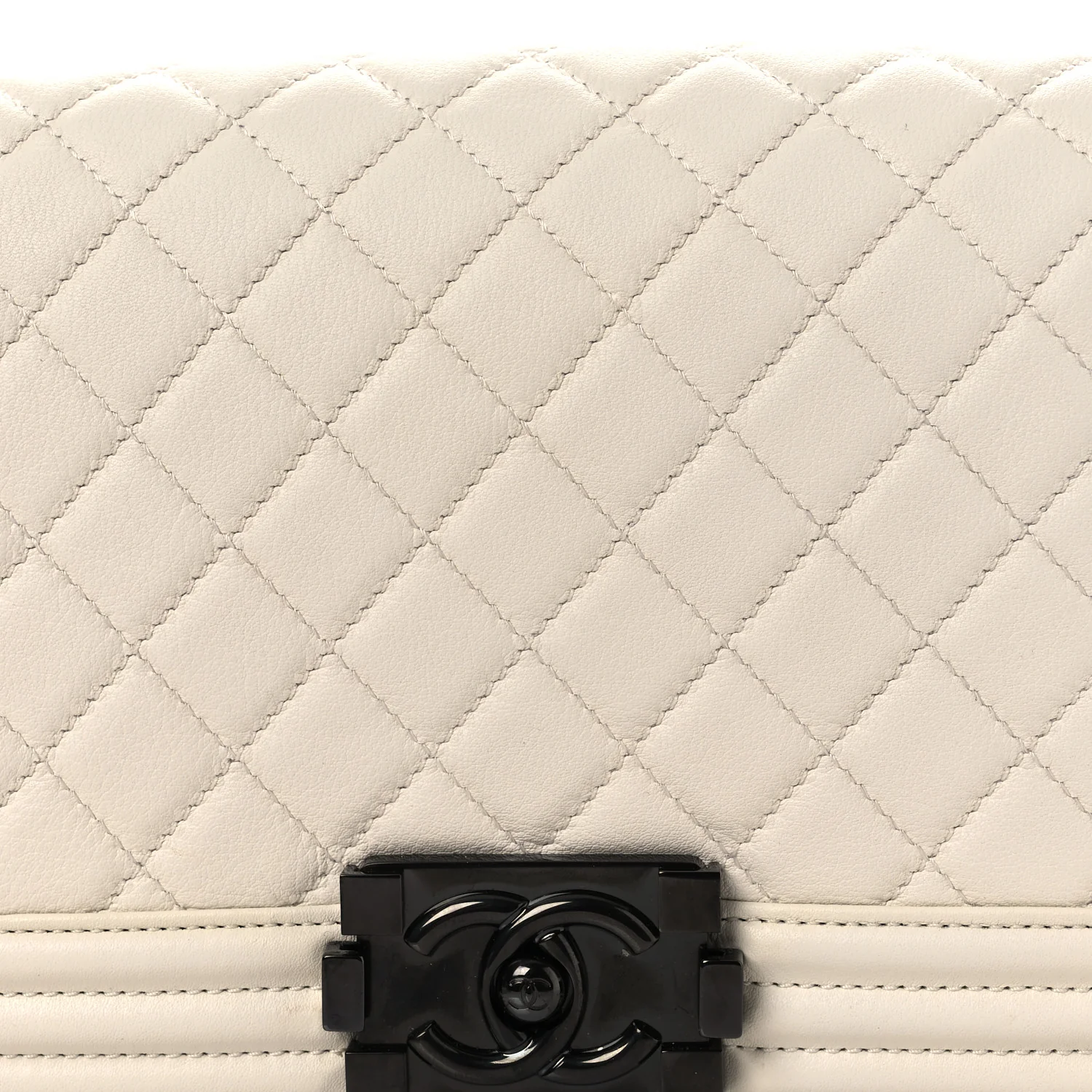Calfskin Quilted Medium Boy Flap White - Image 8