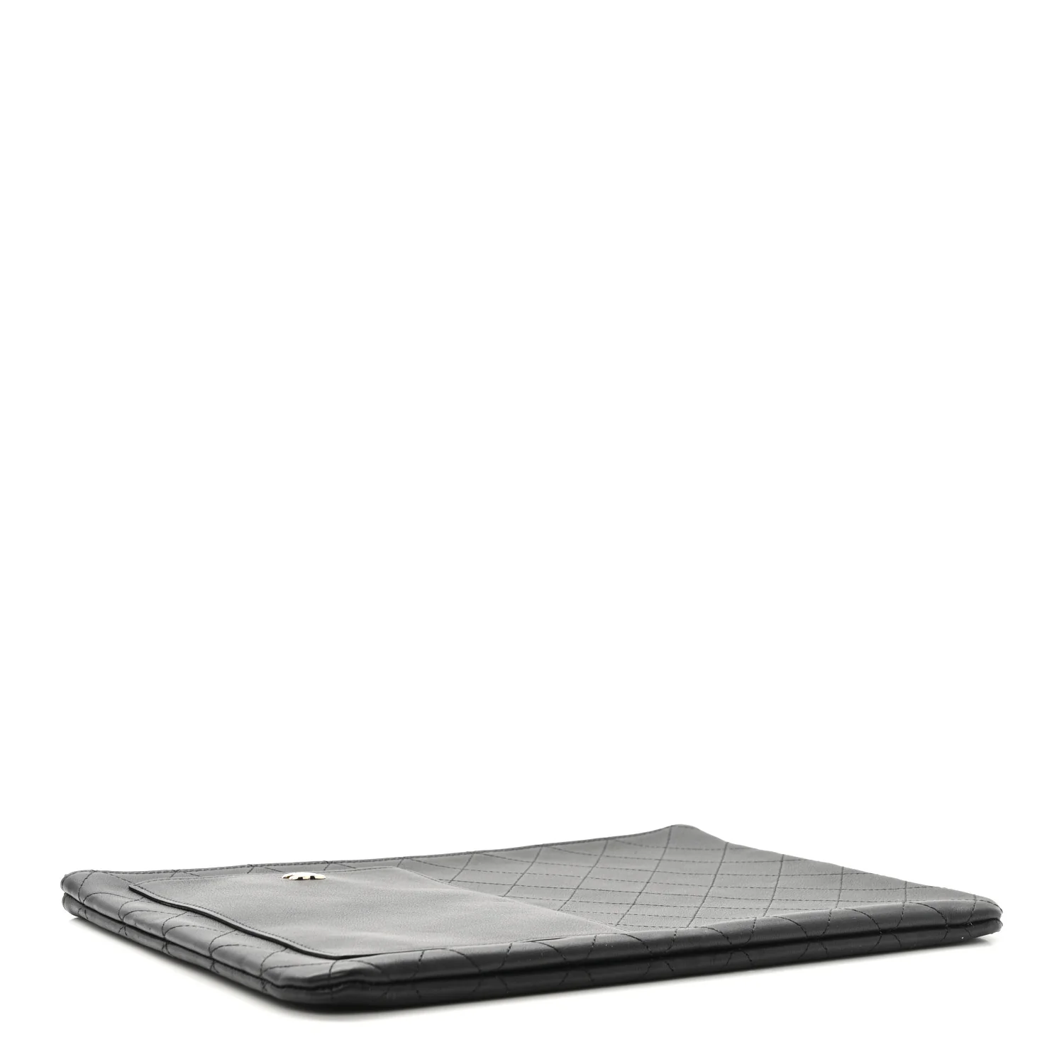 Calfskin Quilted Medium CC Pocket Cosmetic Case Black - Image 4