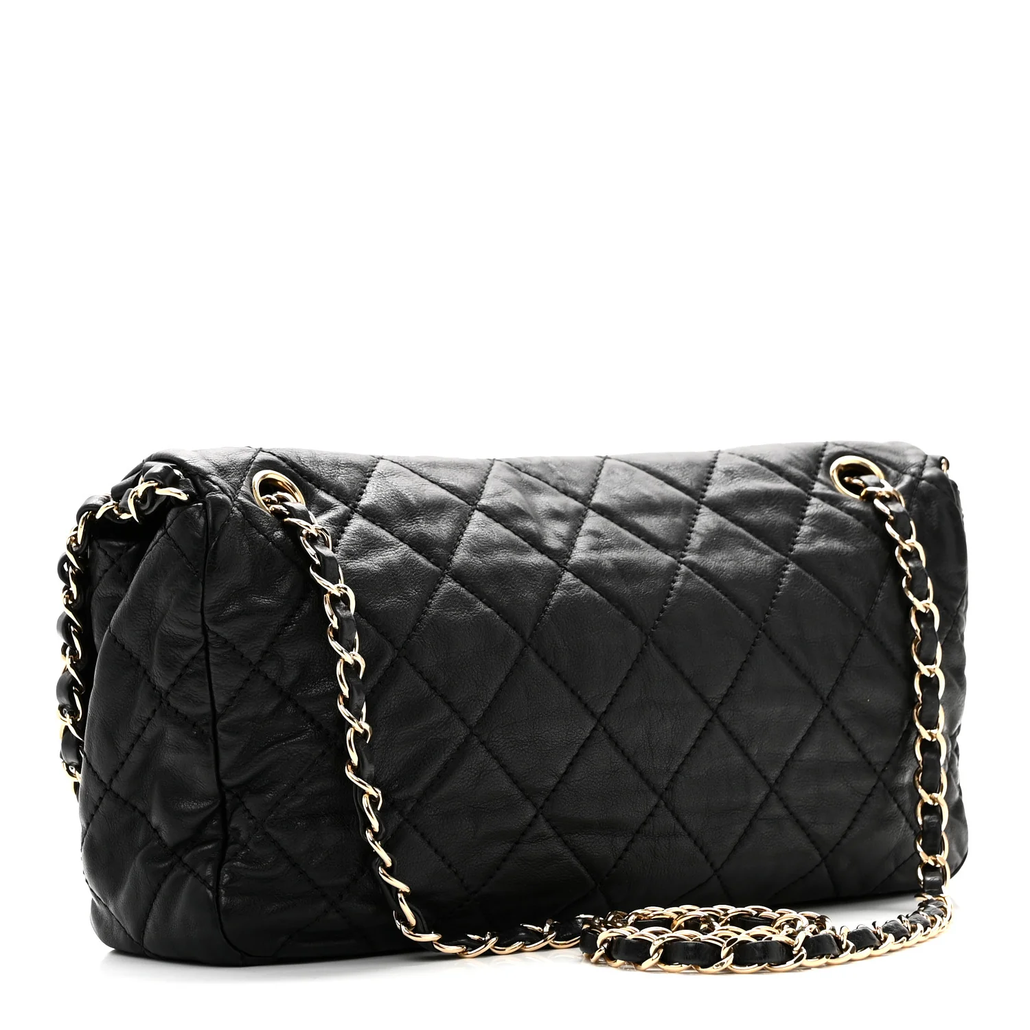 Calfskin Quilted Medium Chain Me Flap Black - Image 3