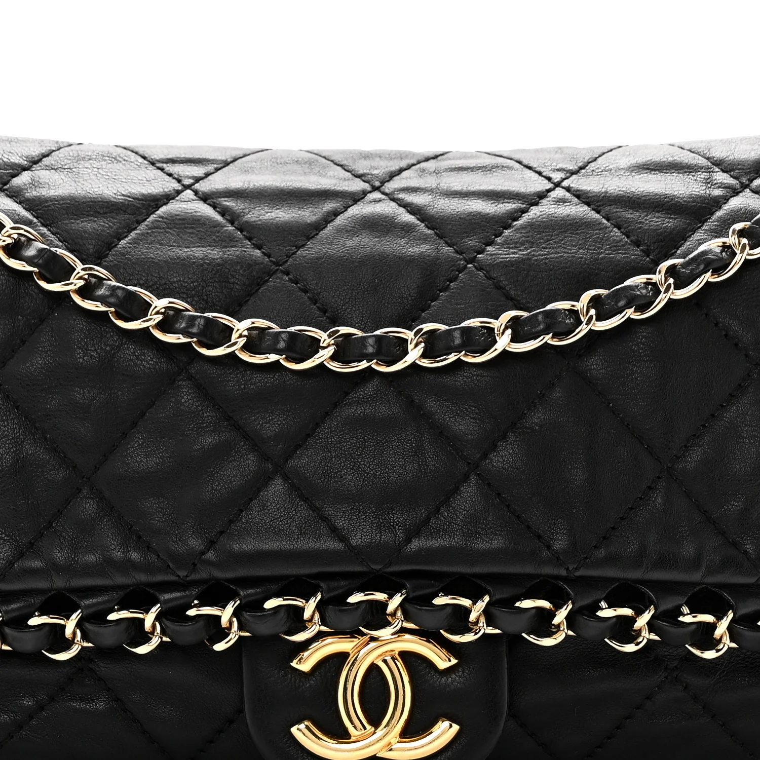 Calfskin Quilted Medium Chain Me Flap Black - Image 8