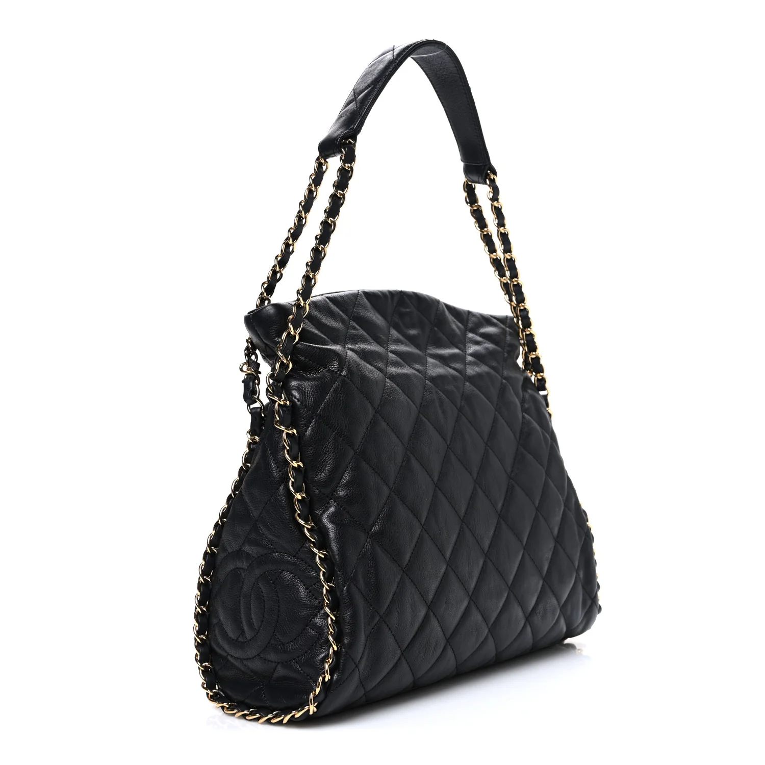 Calfskin Quilted Medium Chain Me Hobo Black - Image 3