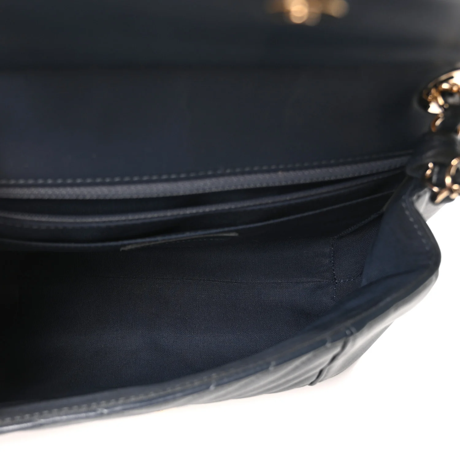 Calfskin Quilted Medium Daily Chevron Flap Navy Blue - Image 5