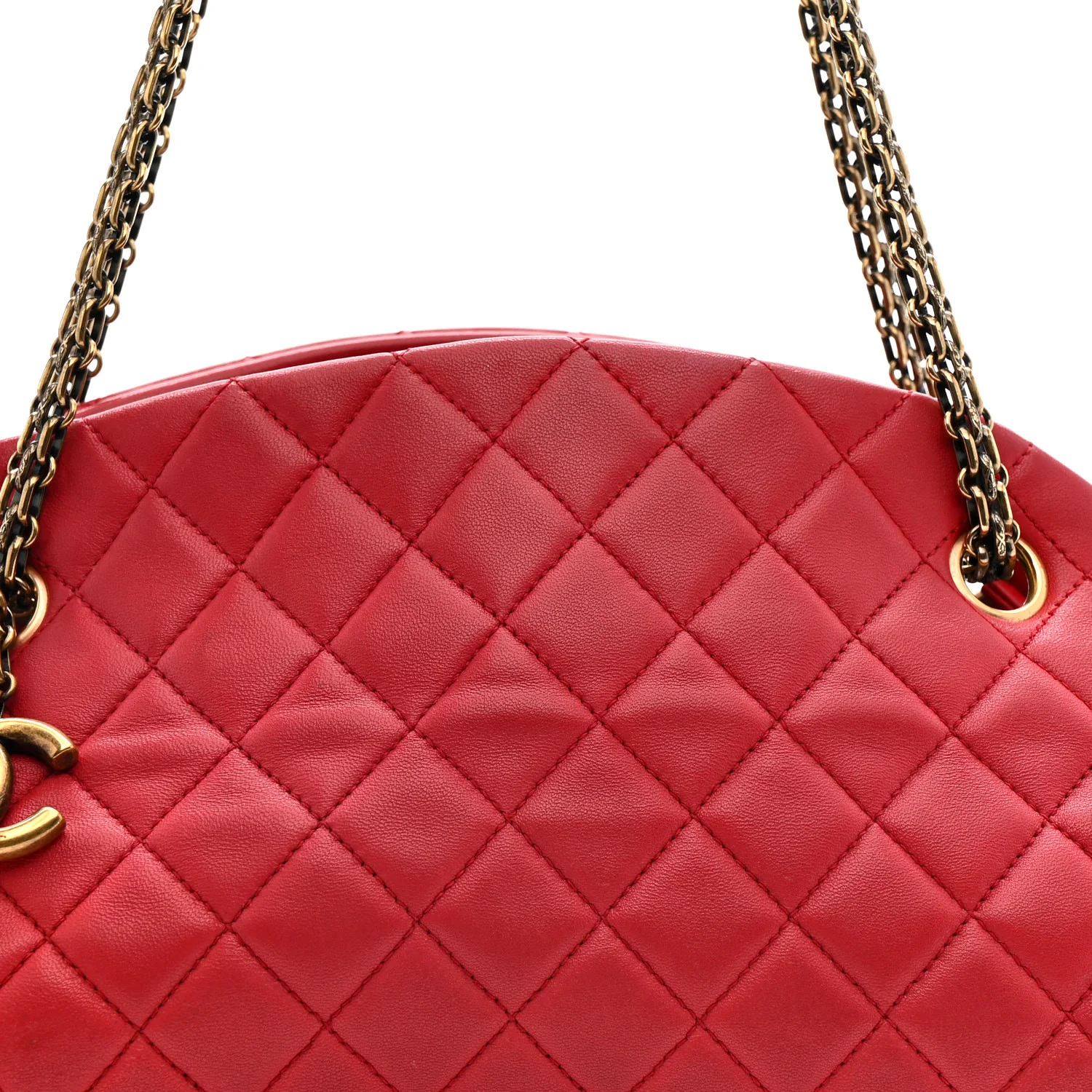 Calfskin Quilted Medium Just Mademoiselle Bowling Bag Red - Image 10